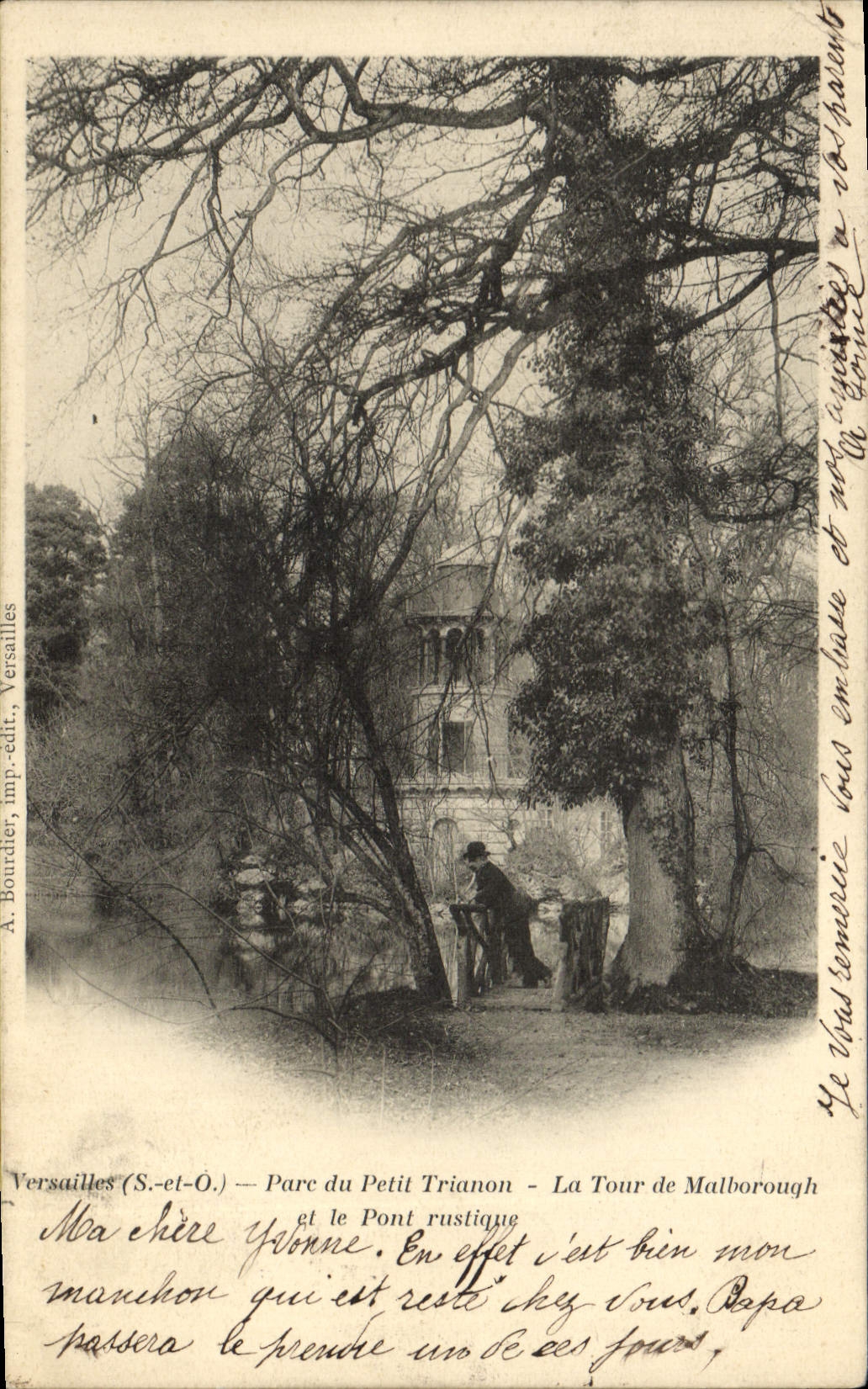 VINTAGE POSTCARD Versailles Park of Small Trianon the Tower of Malborough