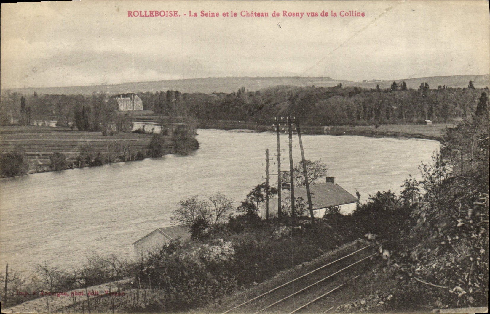 CPA Rolleboise La Seine et le Chateau de Rosny vus de la Colline