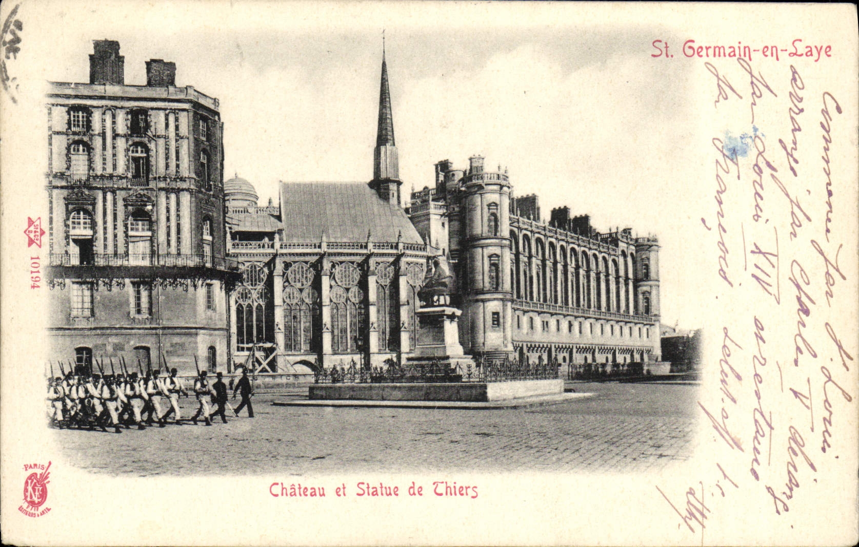 CPA St Germain en Laye Chateau et Statue de Thiers