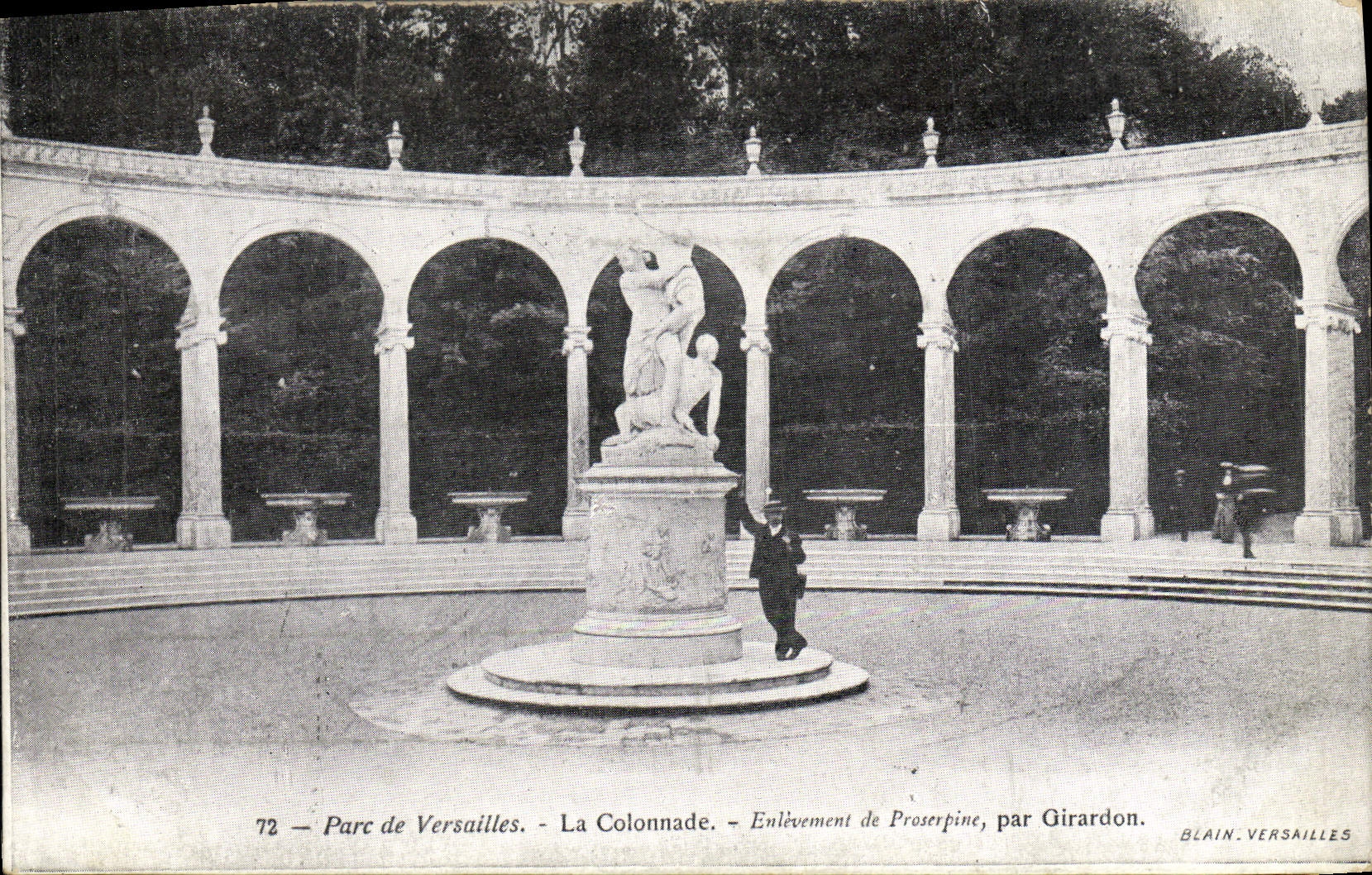 VINTAGE POSTCARD Park of Versailles the Colonnade Removal of Proserpine by Girardon