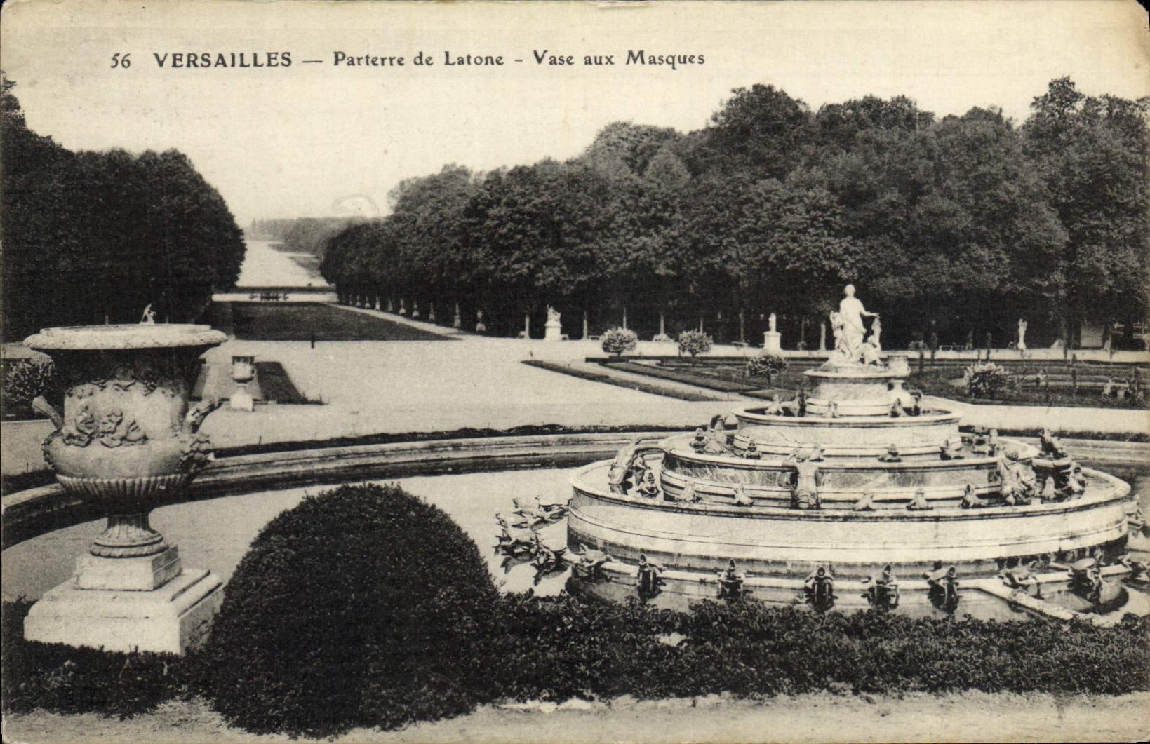 VINTAGE POSTCARD Versailles Floor of Latone Vase to the Masks