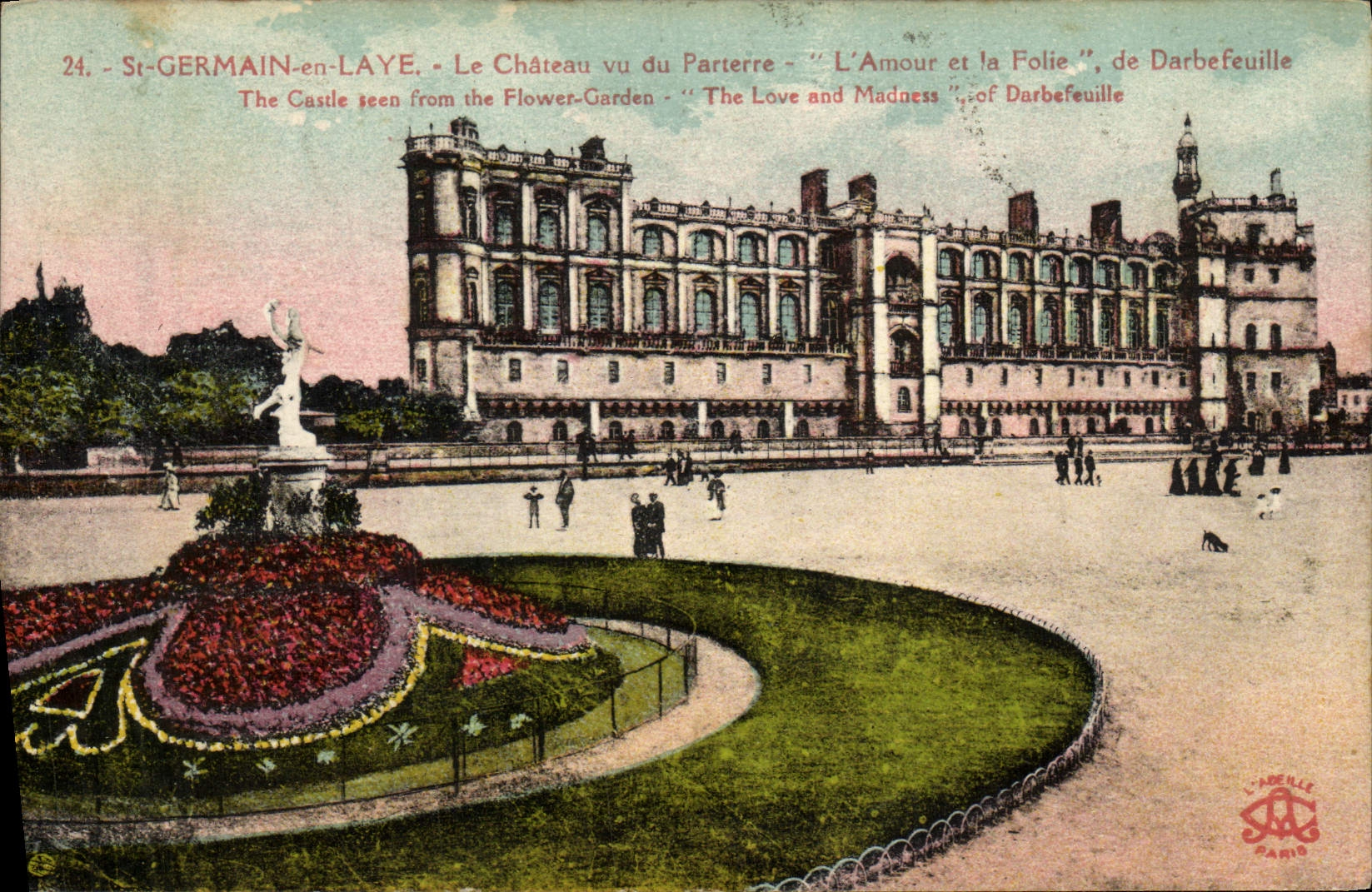 CPA St Germain en Laye Le Chateau vu du parterre L'amour et la folie Darbefeuille
