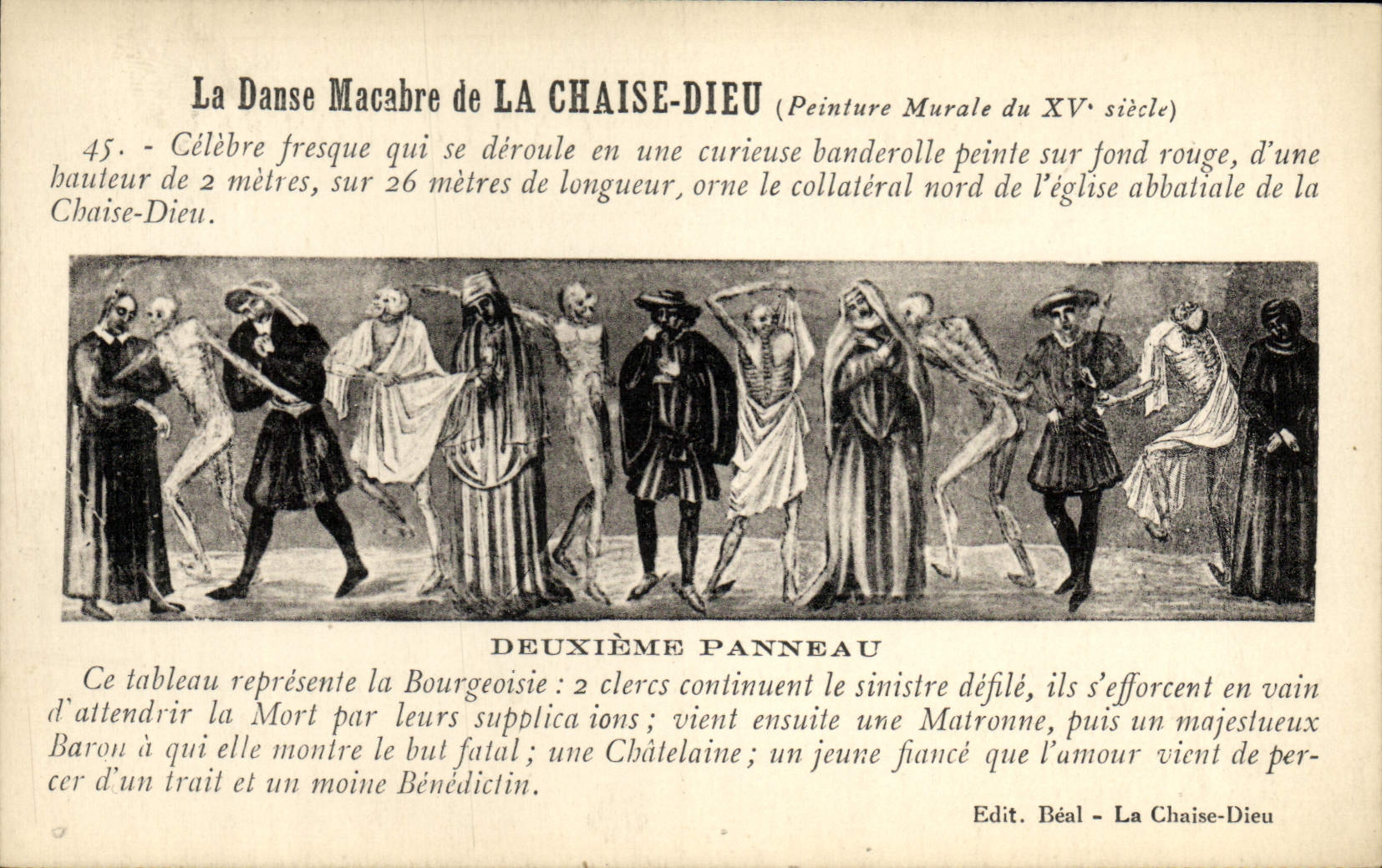 VINTAGE POSTCARD Macabre Dance of the Chair God Second panel