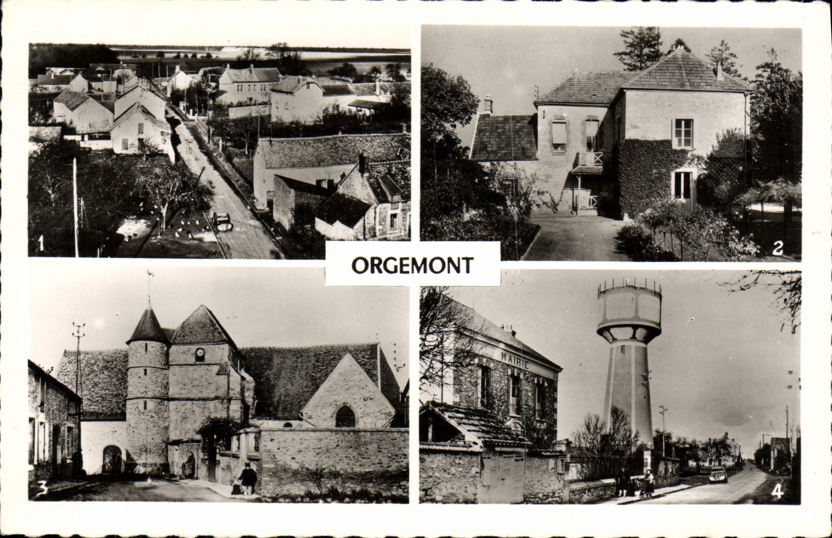 CPM Orgemont Panorama La roseraie L'eglise Mairie Ecole