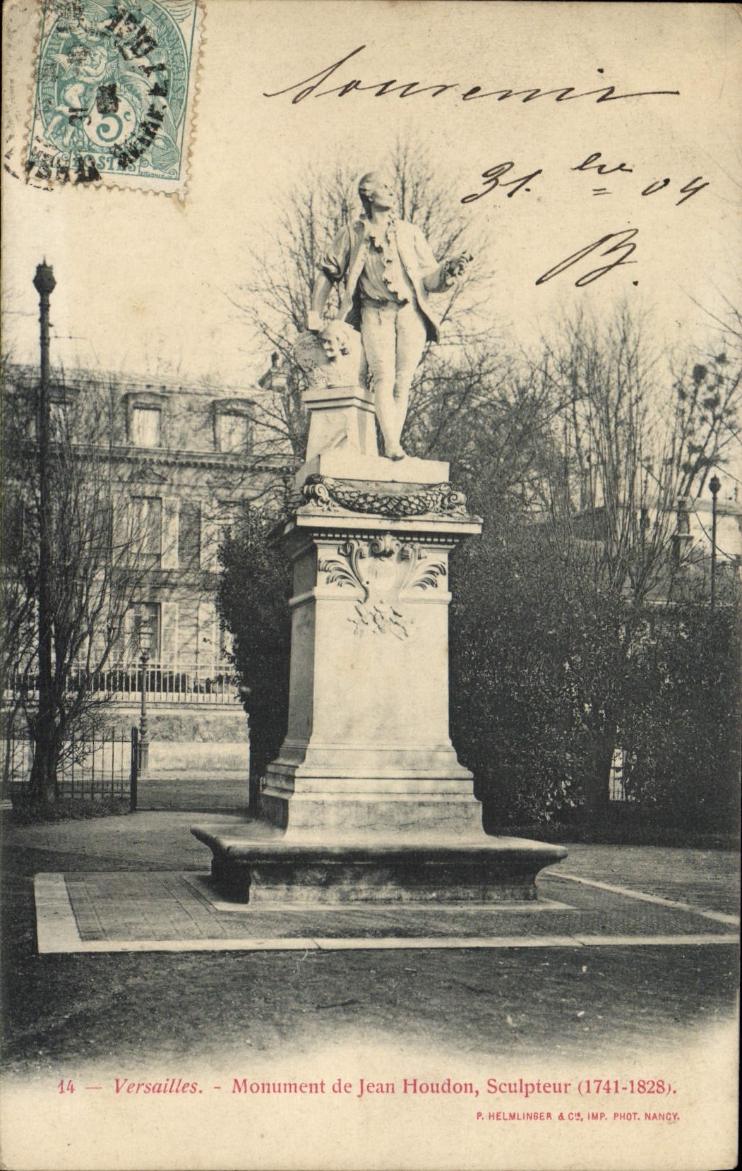 VINTAGE POSTCARD Versailles Monument of Jean Houdon Sclupteur