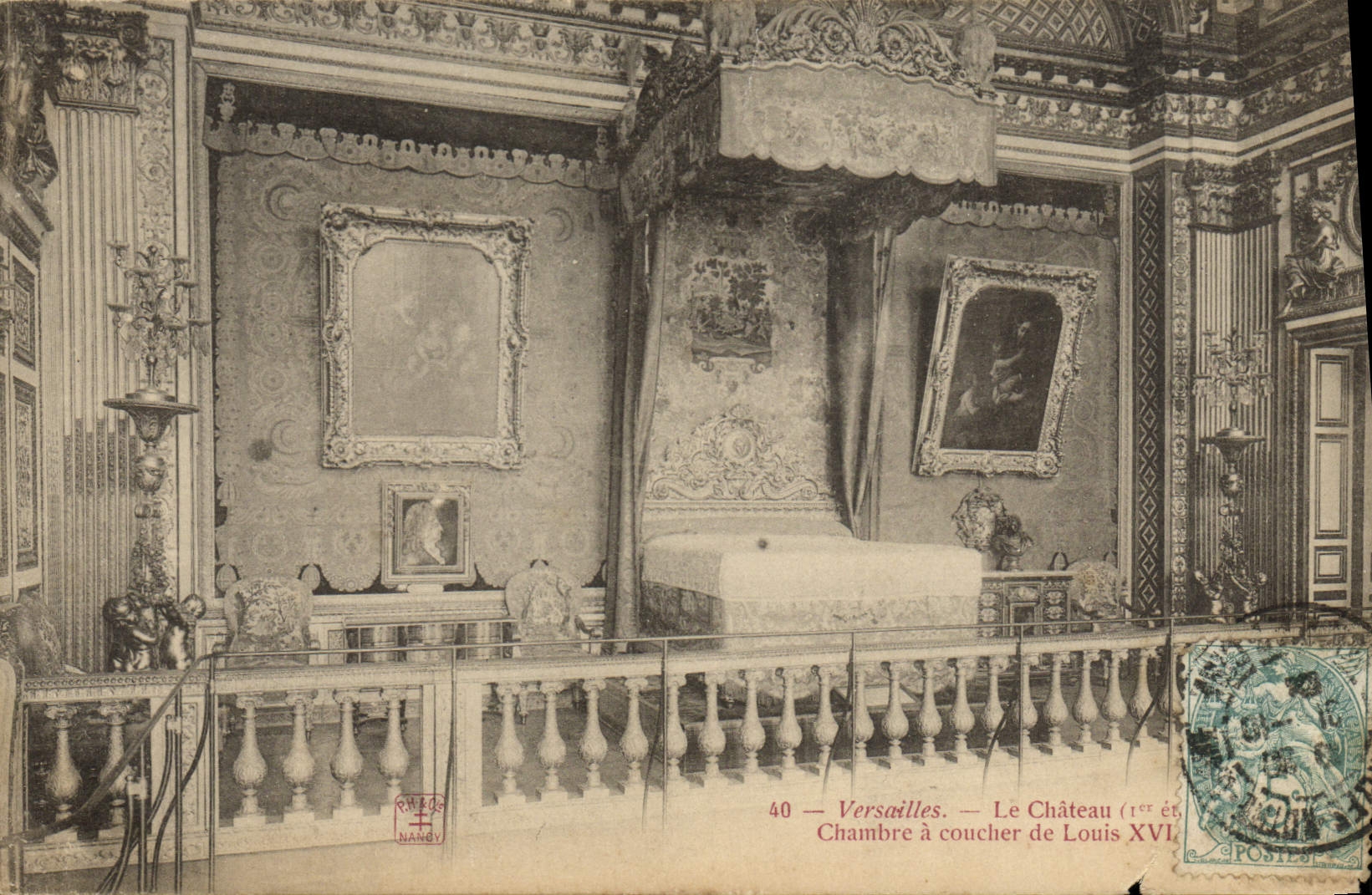 VINTAGE POSTCARD Versailles the Castle Room has to sleep of Louis XVI