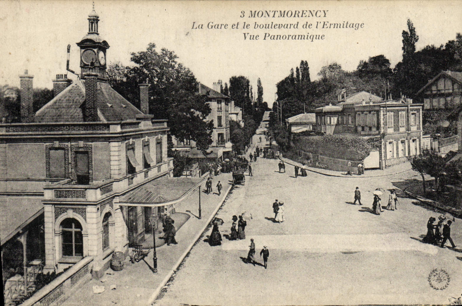 Estación de tren de Montmorency de la POSTAL de la VENDIMIA y el bulevar de la opinión panorámica de la ermita