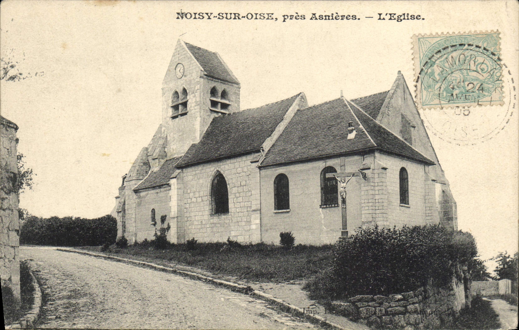 POSTAL de la VENDIMIA ruidosa en Oise Asnieres cercano la iglesia