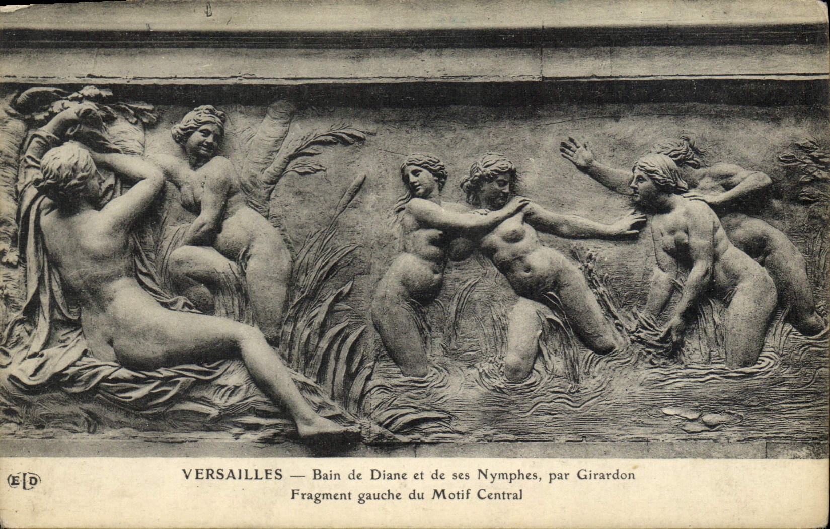 VINTAGE POSTCARD Versailles Bath of Diane and her Nymphs by left Girardon Fragment of the central reason