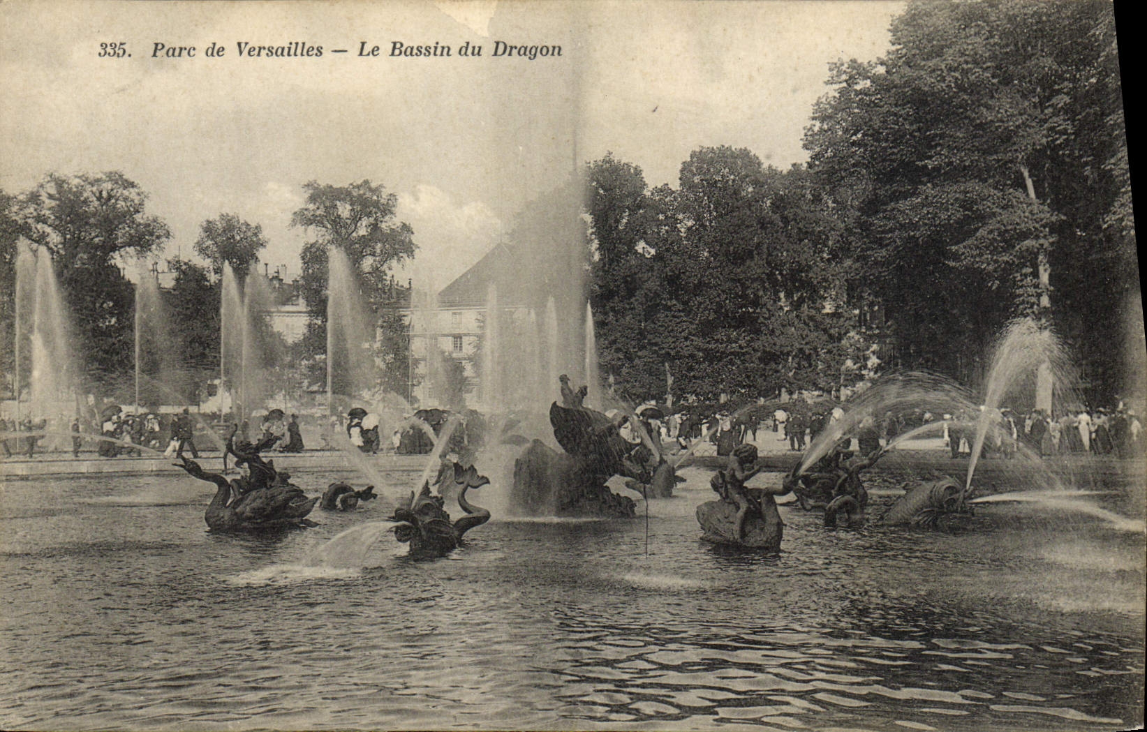VINTAGE POSTCARD Park of Versailles the Basin of the Dragon