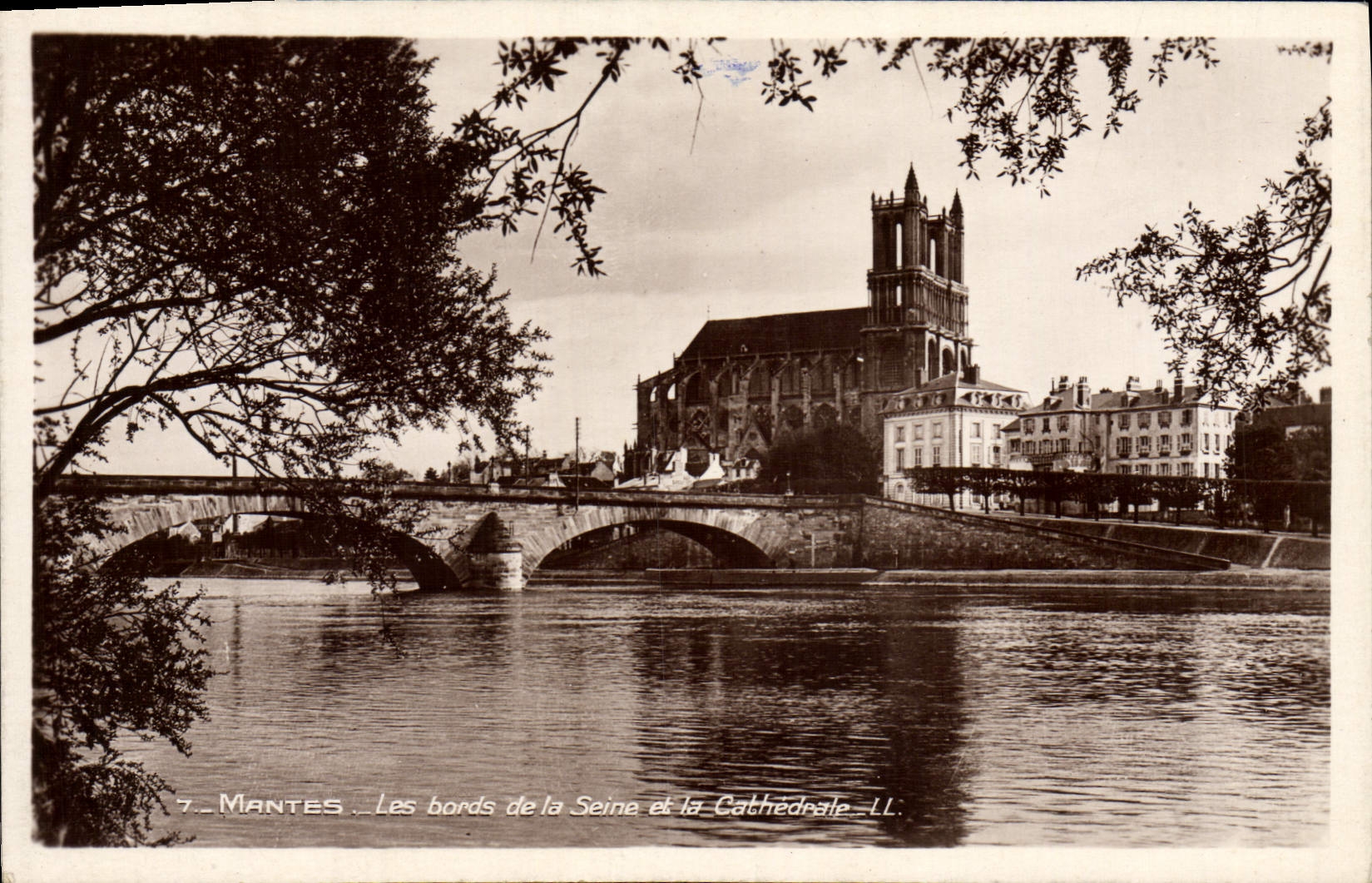 CPA Mantes Les Bords De La Seine et la cathedrale
