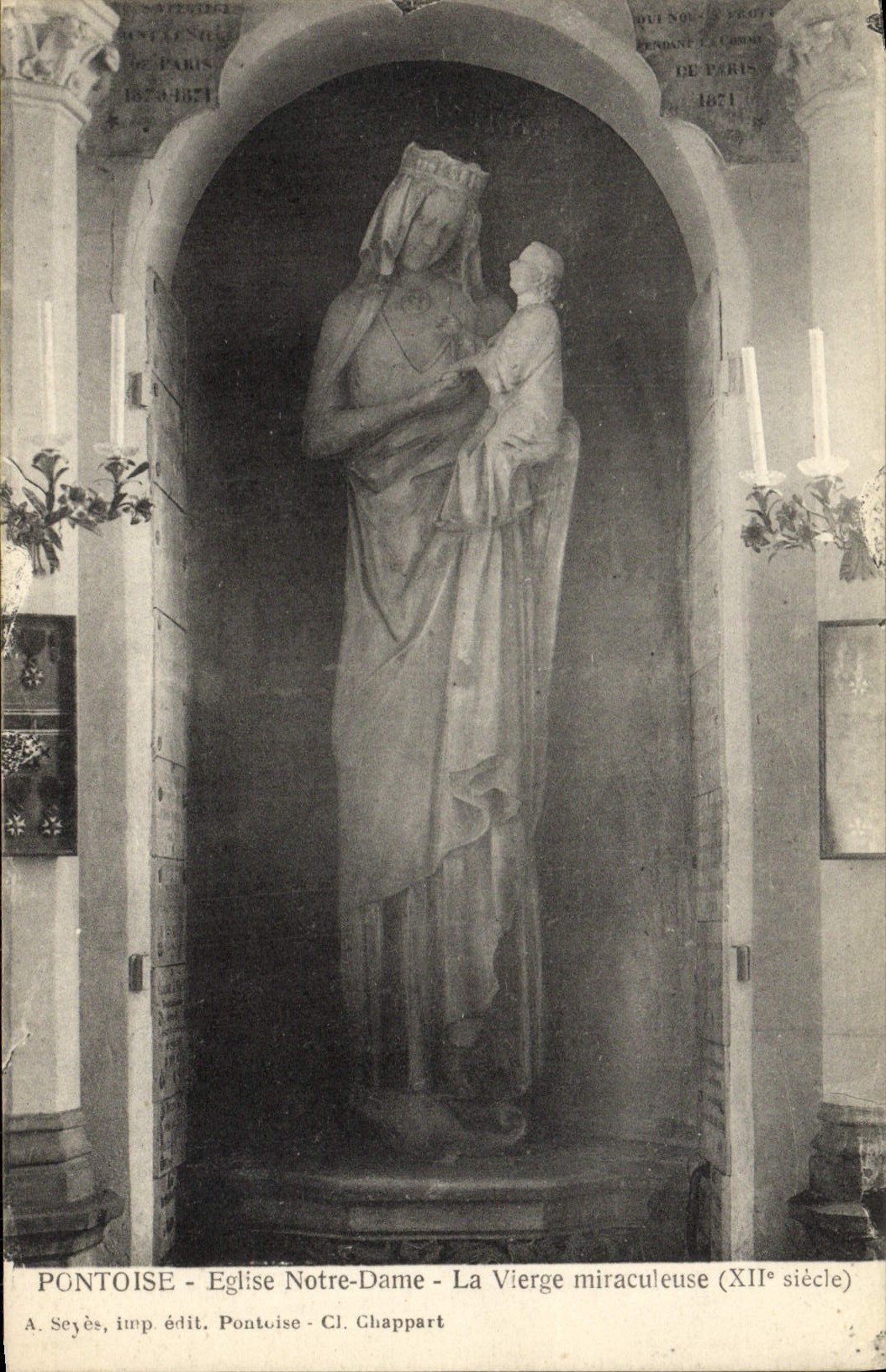 VINTAGE POSTCARD Pontoise Notre Dame Church the miraculous Virgin