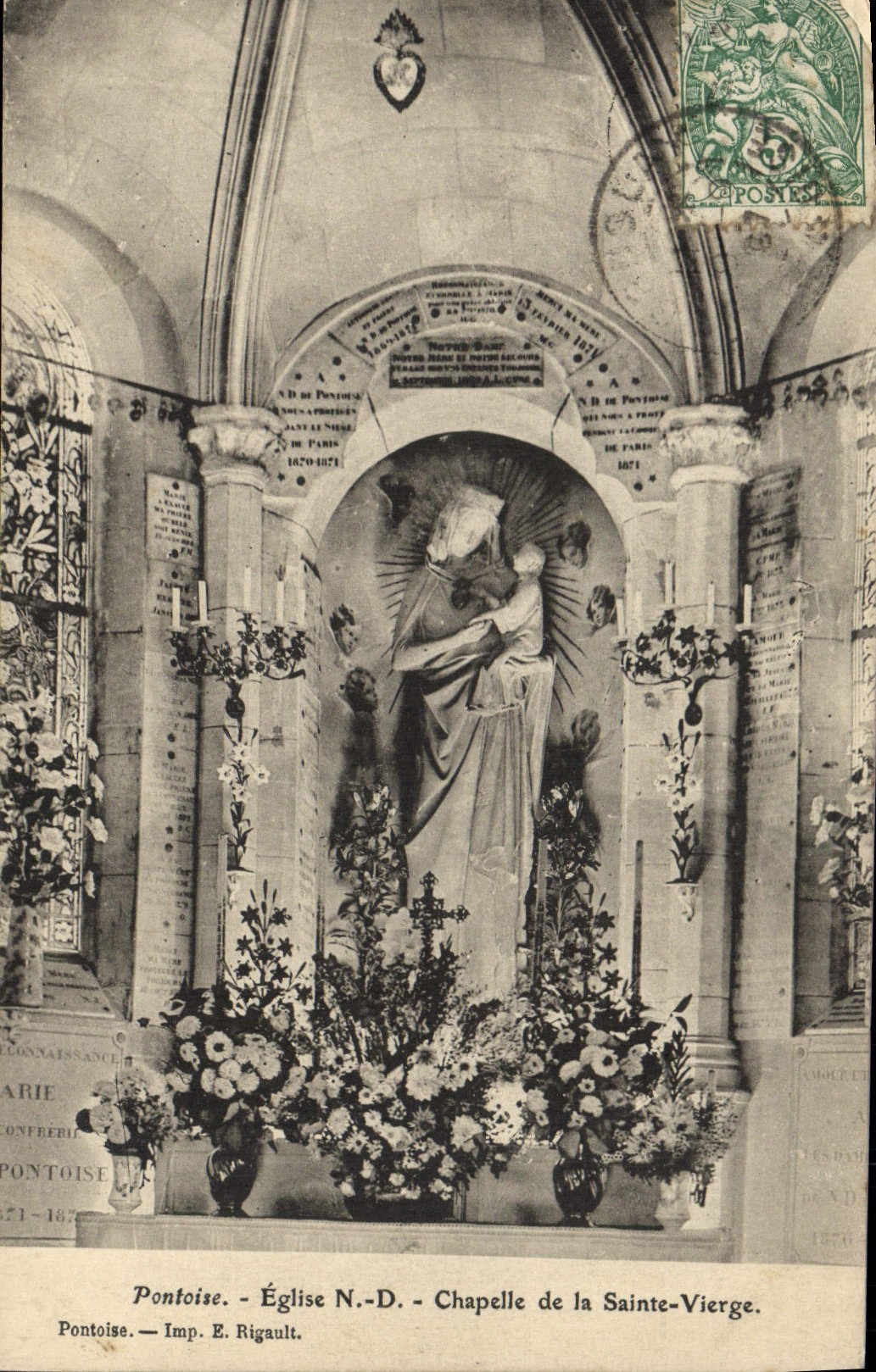 VINTAGE POSTCARD Pontoise Church ND Vault of the Blessed Virgin