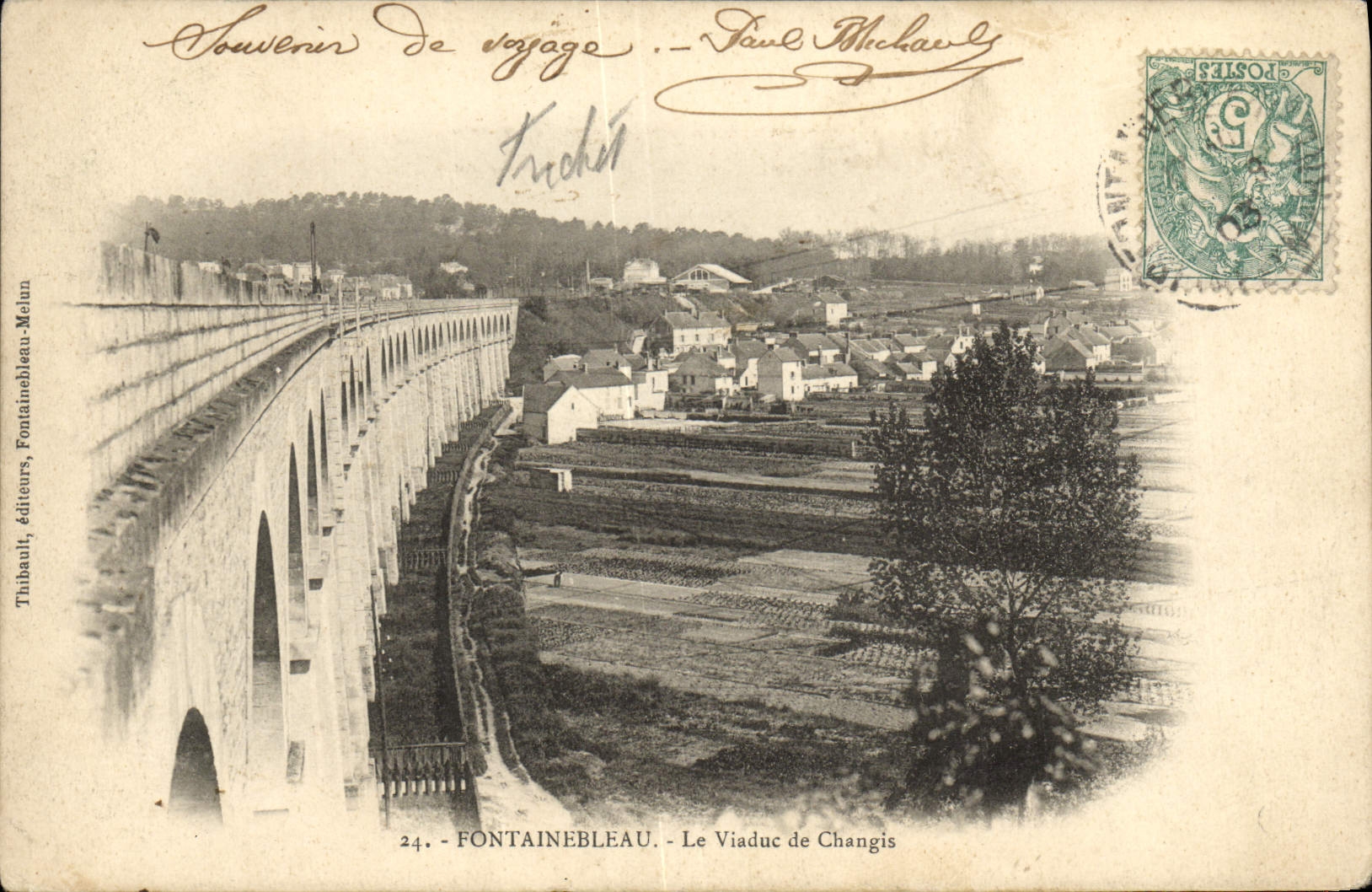 VINTAGE POSTCARD Fontainebleau the Viaduct De Changis