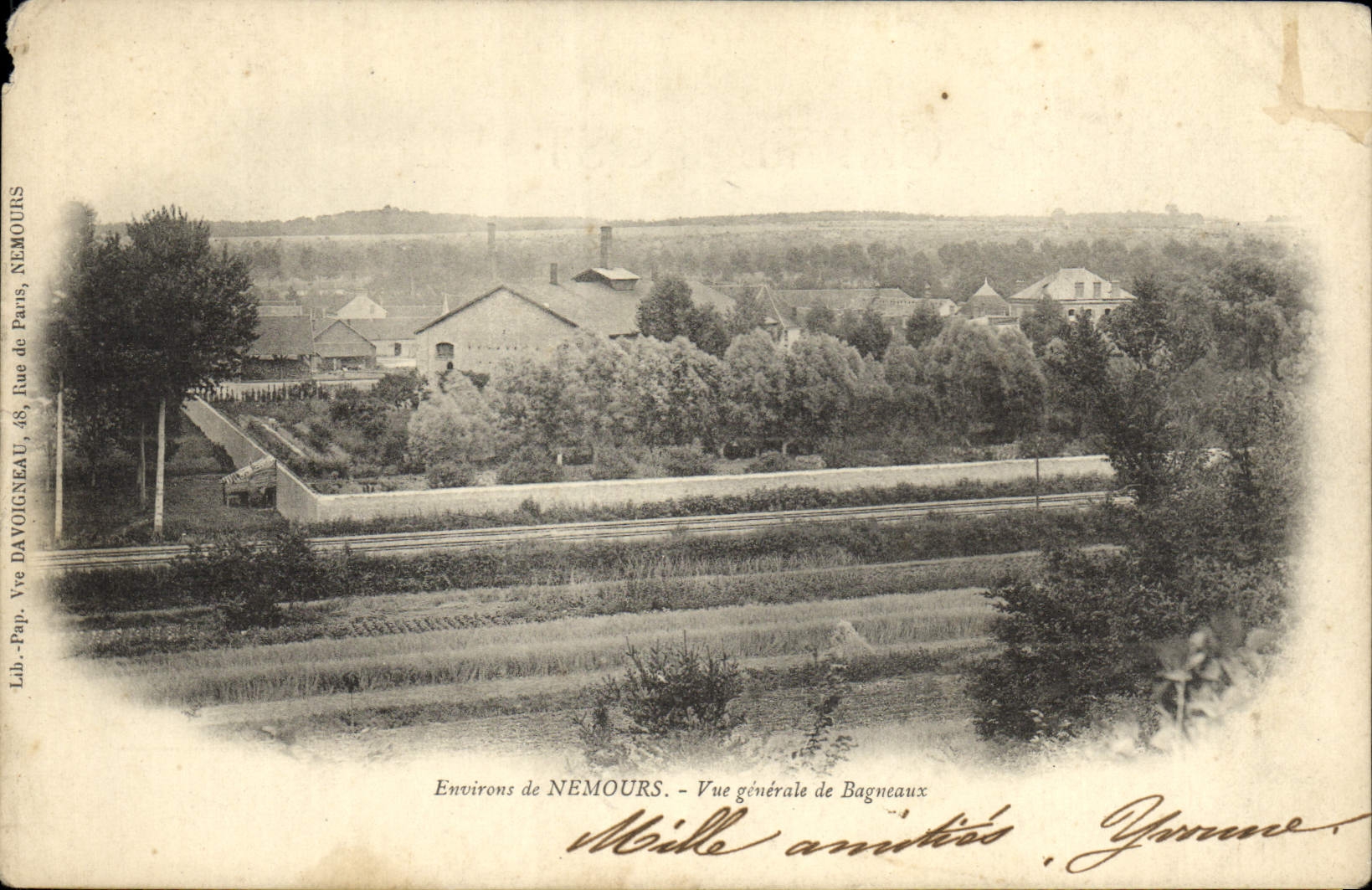 VINTAGE POSTCARD Surroundings De Nemours View of Bagneaux