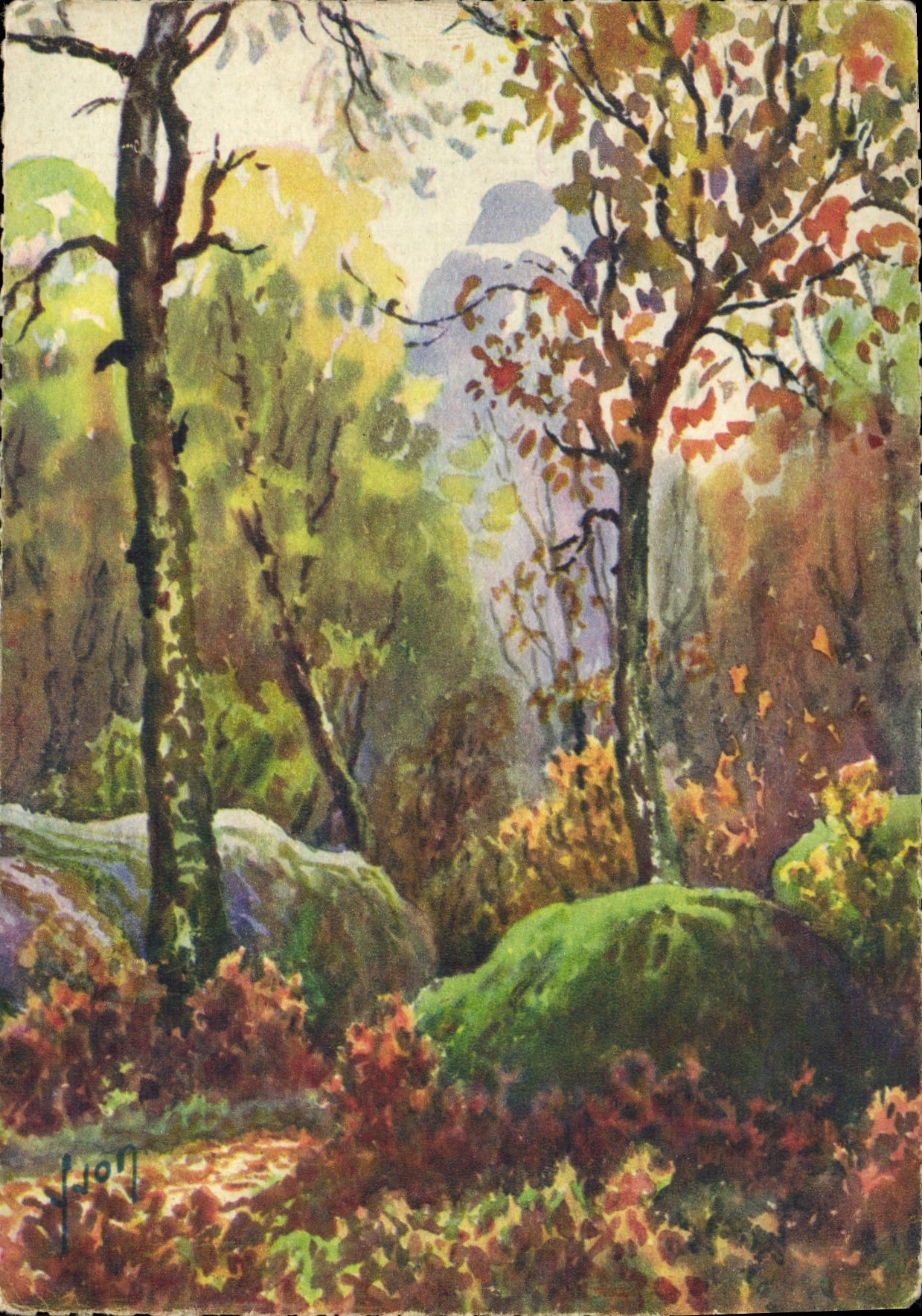 VINTAGE POSTCARD Fontainebleau the Drill Rocks of Avon