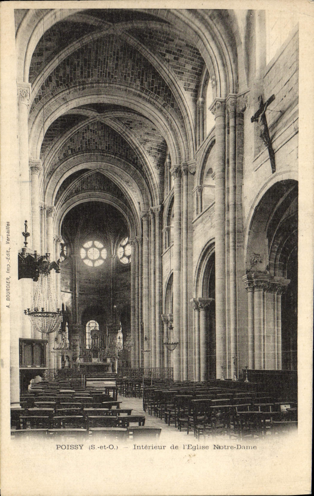 VINTAGE POSTCARD Poissy Interior Of the Church Our lady