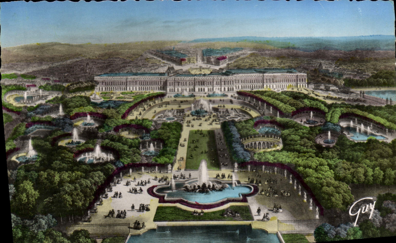 VINTAGE POSTCARD Versailles And Its Wonders View on the park and the castle