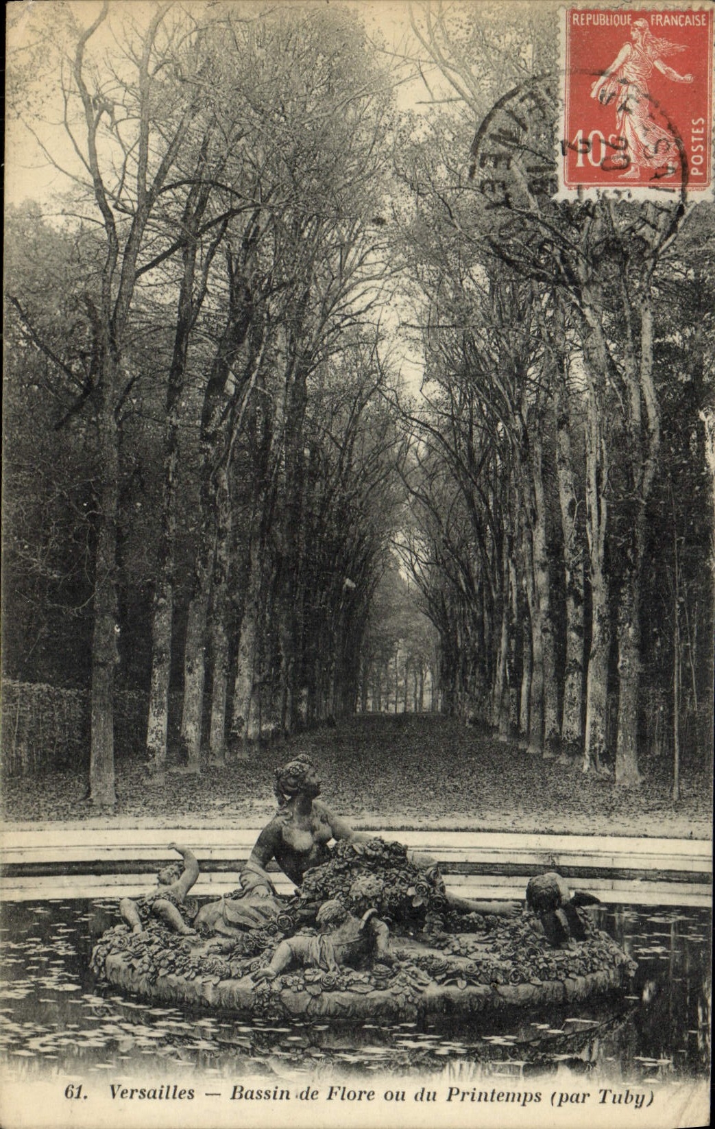 Lavabo de Versalles de la POSTAL de la VENDIMIA de la flora o resorte de Tuby
