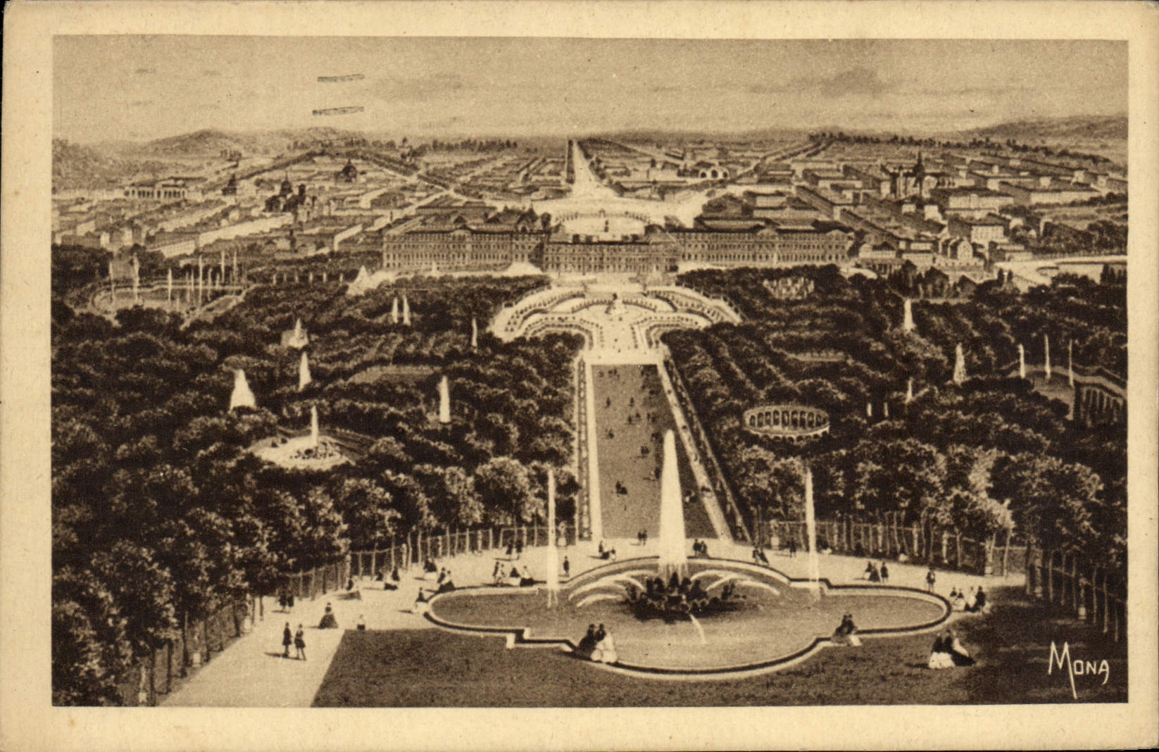 VINTAGE POSTCARD Small Tables Of Versailles the Castle and gardens