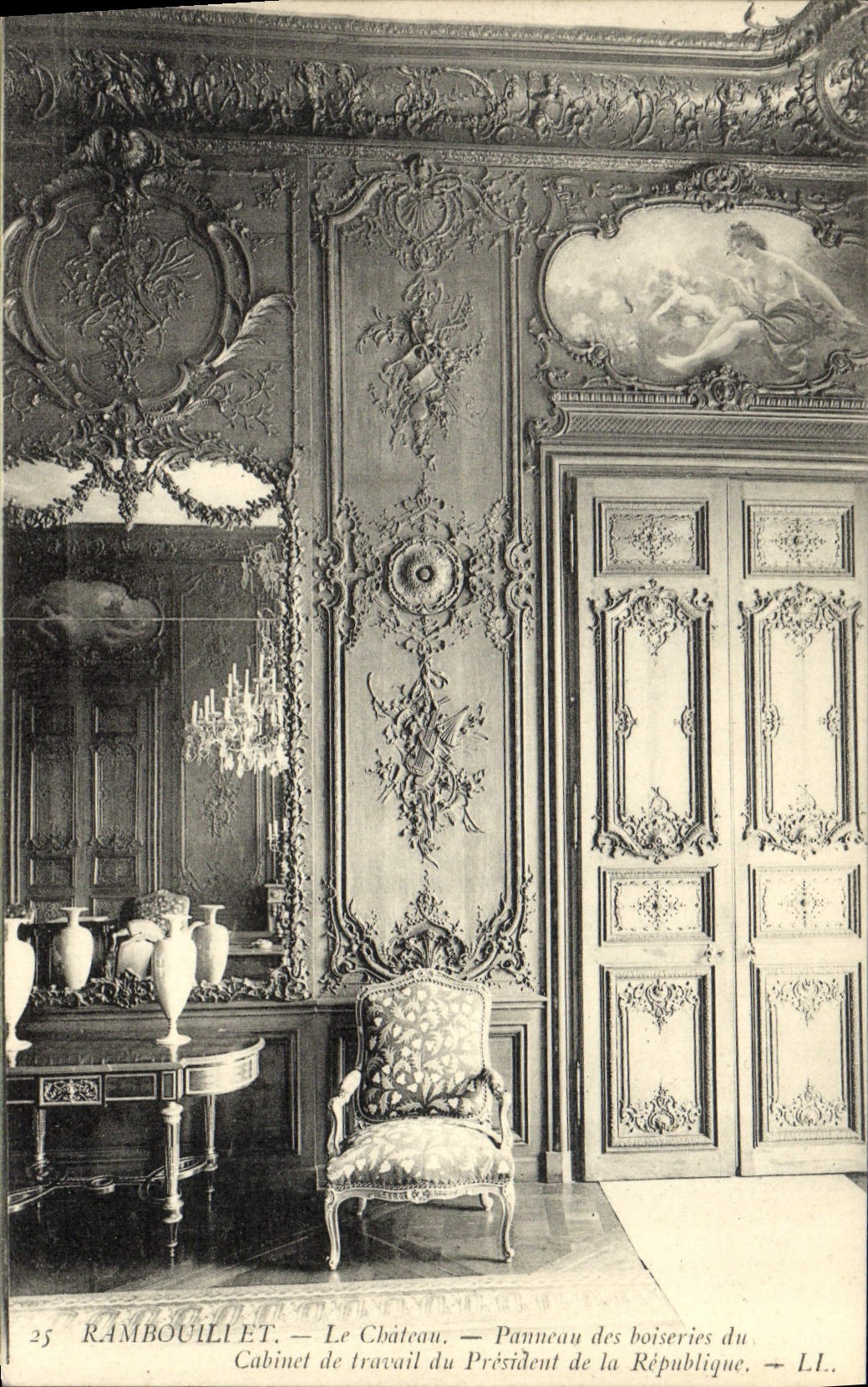 CPA Rambouillet Le Chateau Panneau de boiseries du Cabinet de Travail du President de la Republique