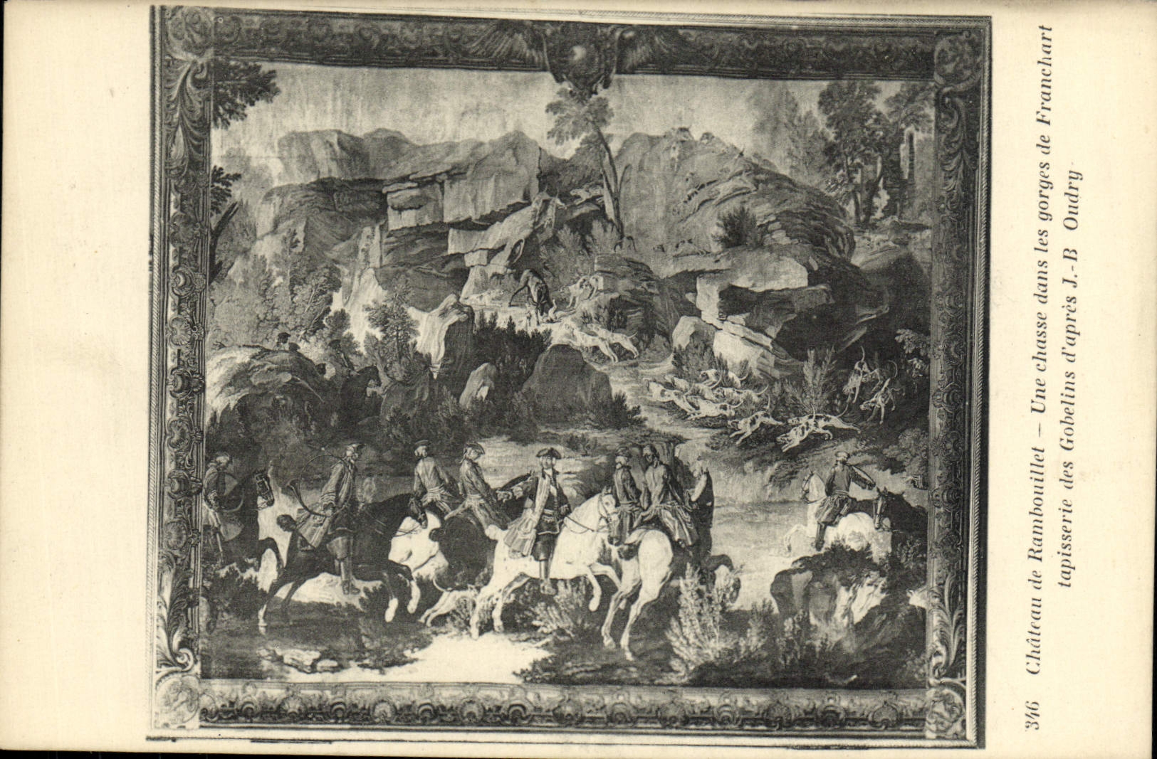 CPA Chateau de Rambouillet une chasse dans les gorges de Franchart tapisserie des Gobelins d'apres JB Oudry