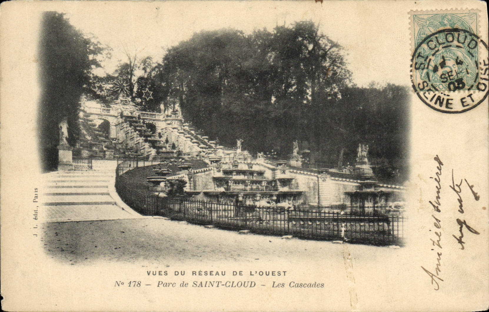 VINTAGE POSTCARD Seen Network Of the West Park Of the Cloud Saint Cascades