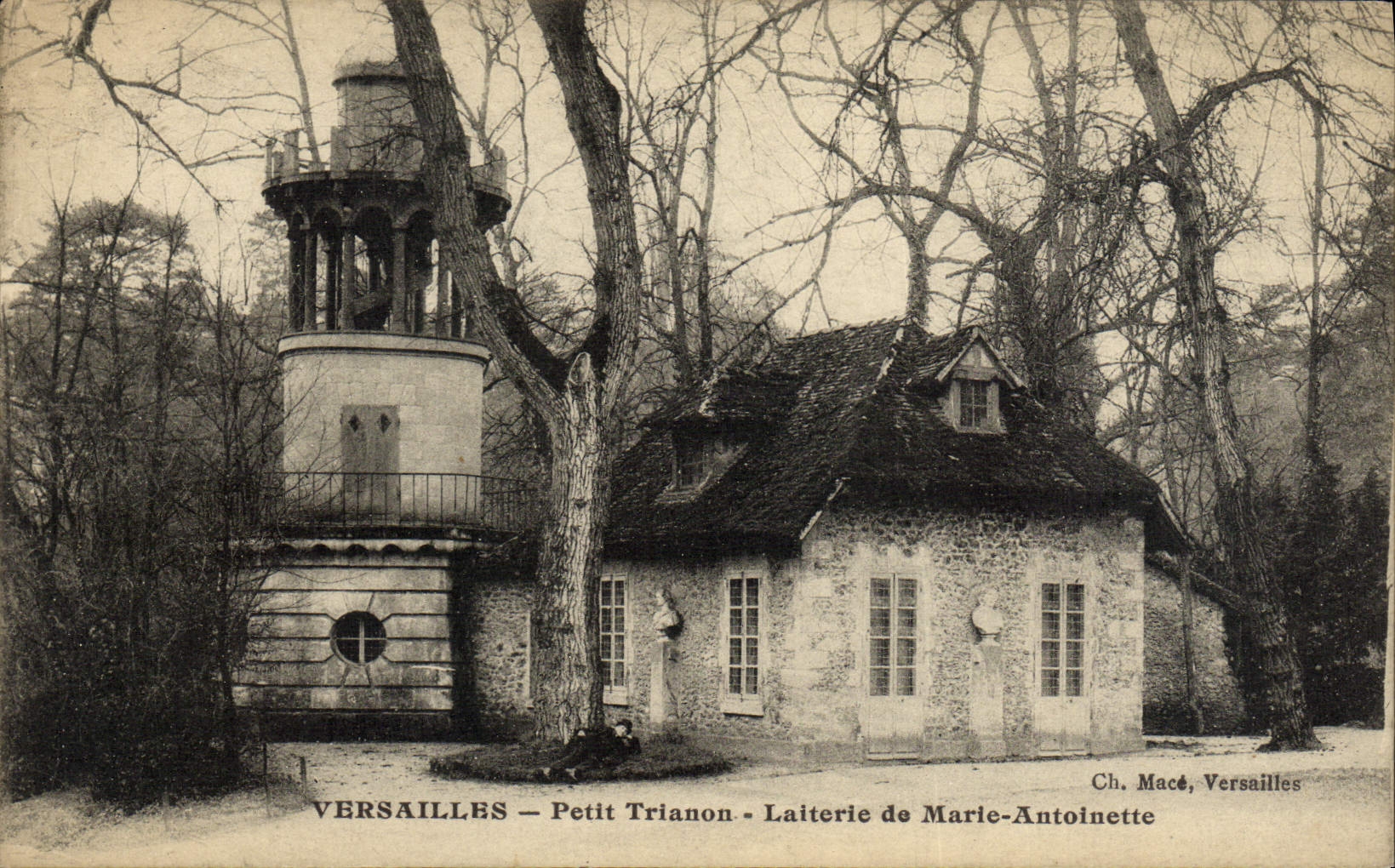 De la VENDIMIA de la POSTAL pequeña Trianon lechería de Versalles de Marie Antonieta