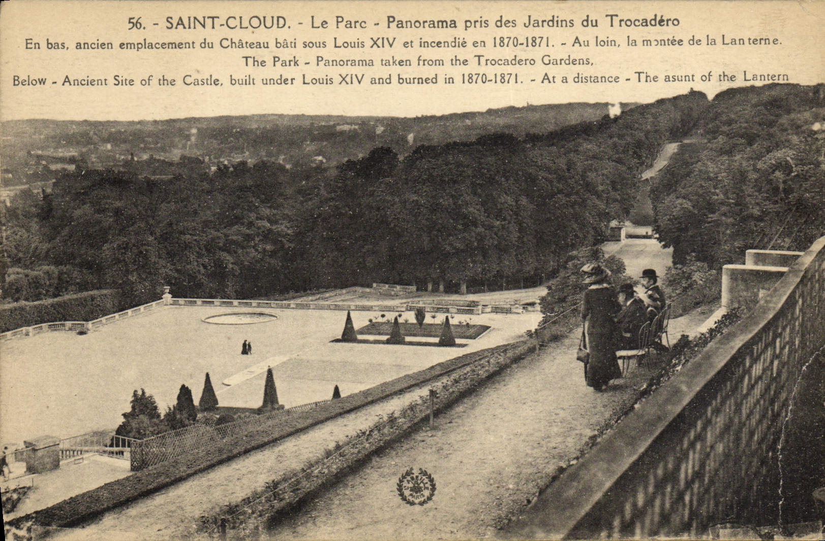 CPA Saint Cloud La Parc Panorama Pris des Jardins du Trocadero