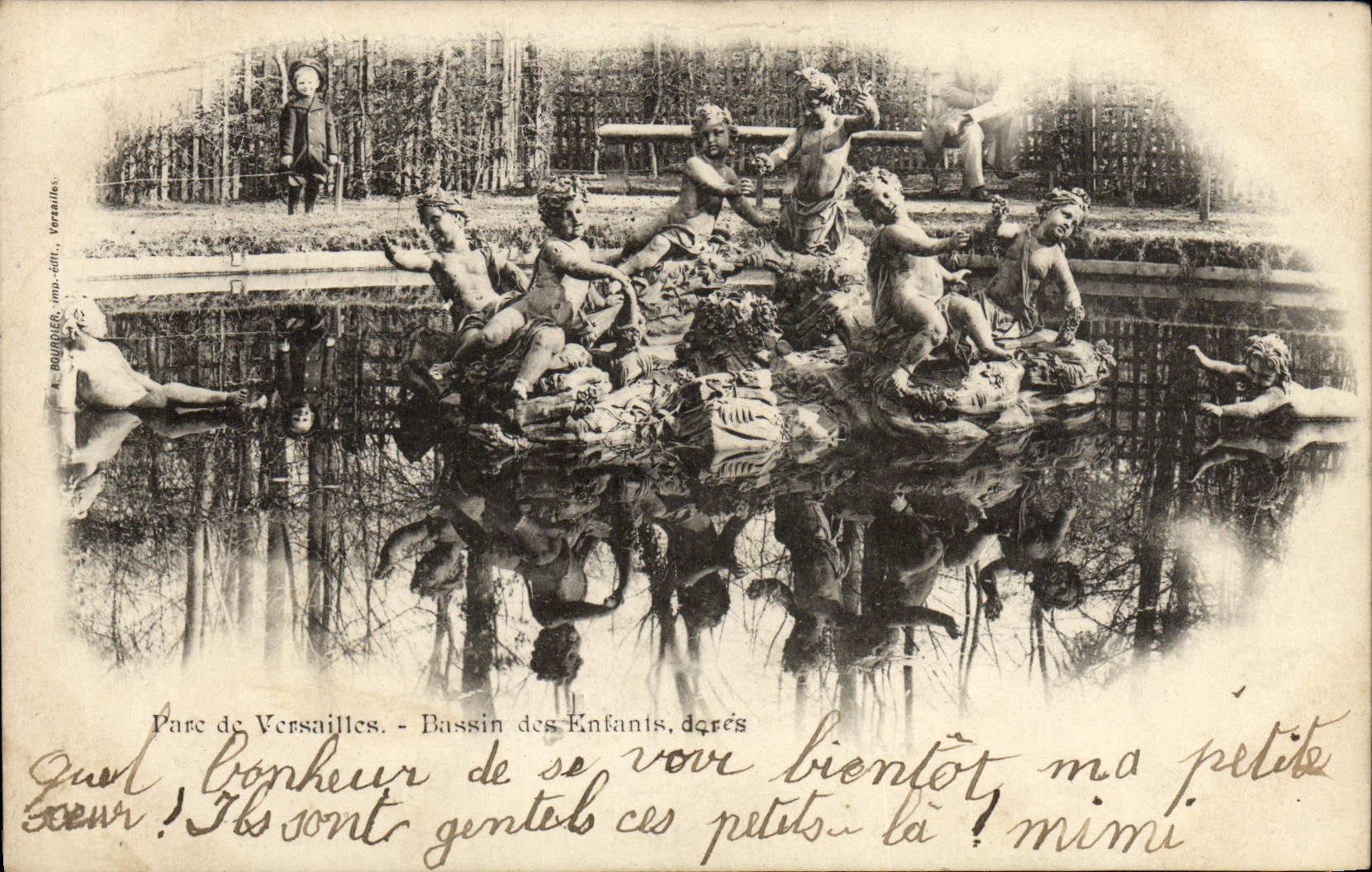 POSTAL Versalles de la VENDIMIA que el parque de Bassin de los niños dora
