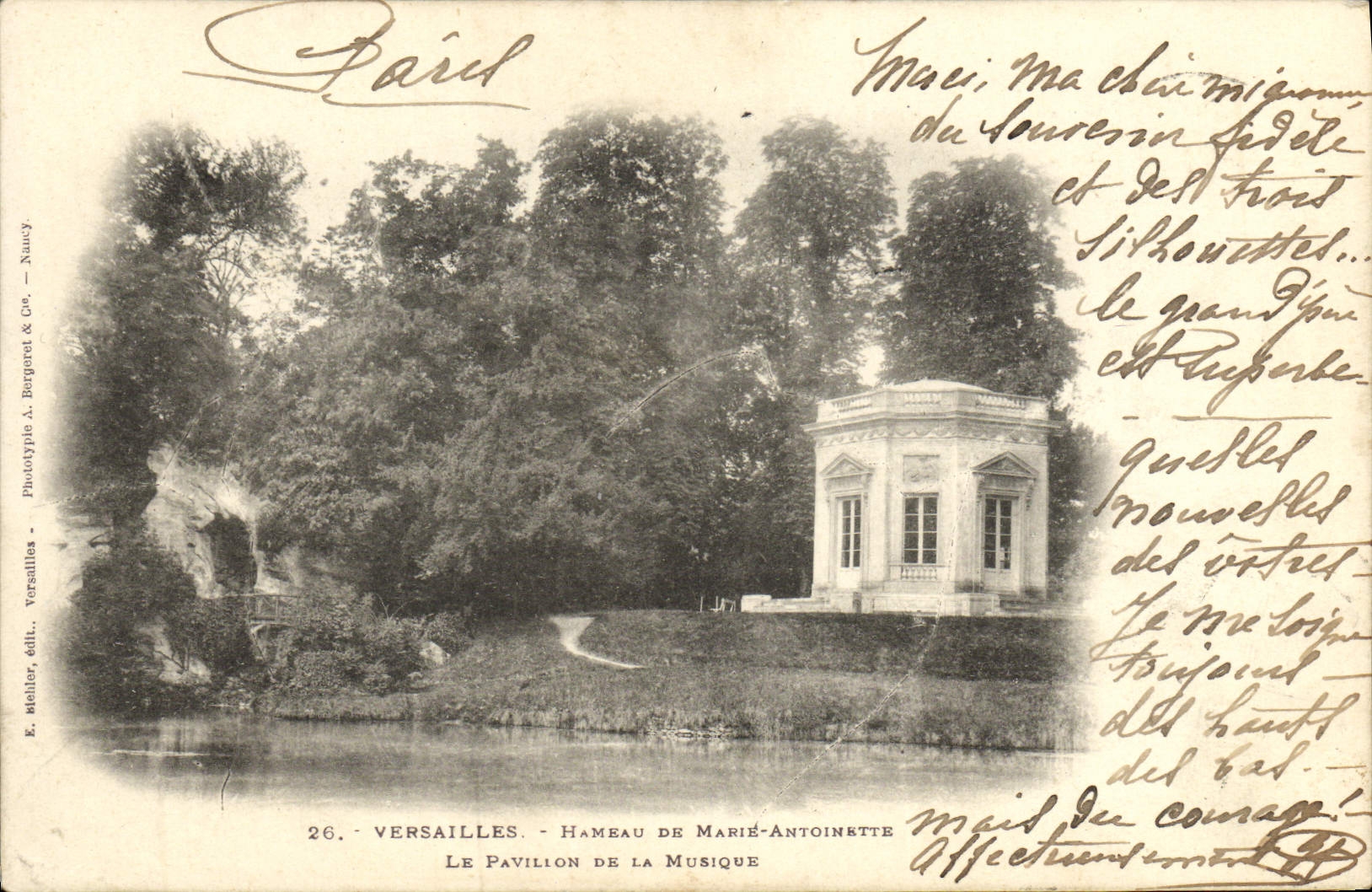 POSTAL Versalles Hamlet de la VENDIMIA de Marie Antonieta la casa de la música