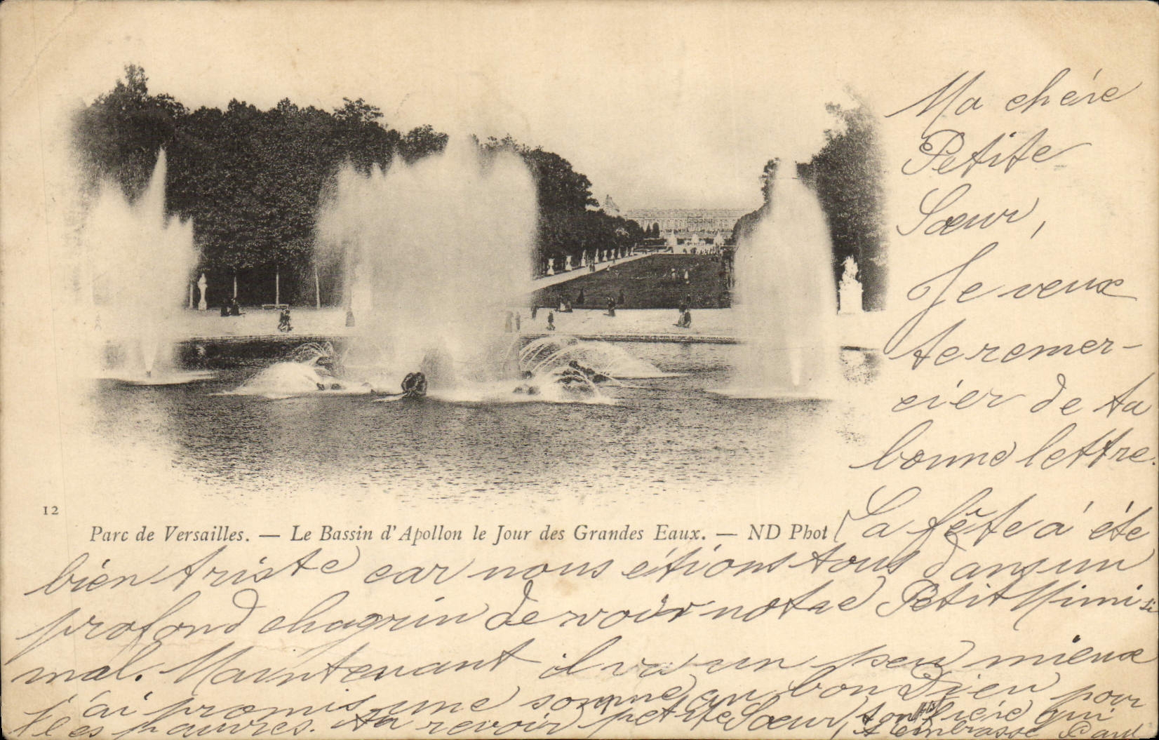 POSTAL Versalles de la VENDIMIA el lavabo de Apolo el día de agua grande