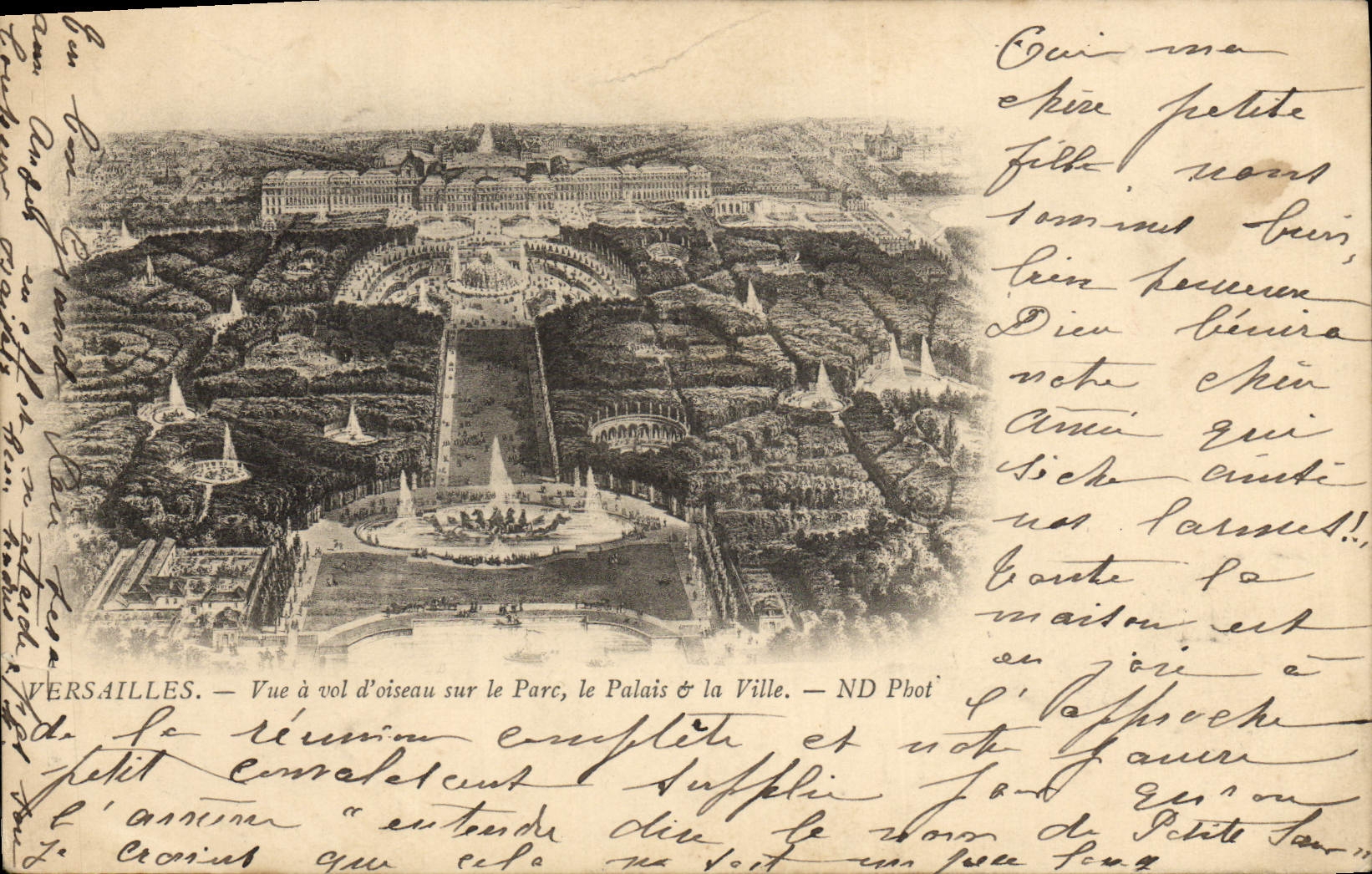 La POSTAL Versalles de la VENDIMIA que considera como el cuervo vuela en el parque el paladar y la ciudad