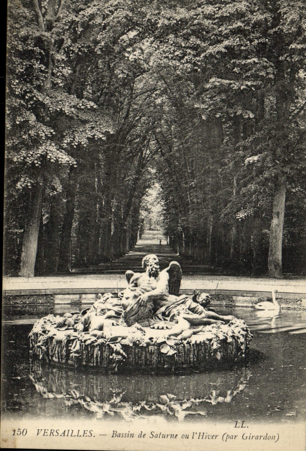 Lavabo de Versalles de la POSTAL de la VENDIMIA de Saturno o el invierno de Girardon
