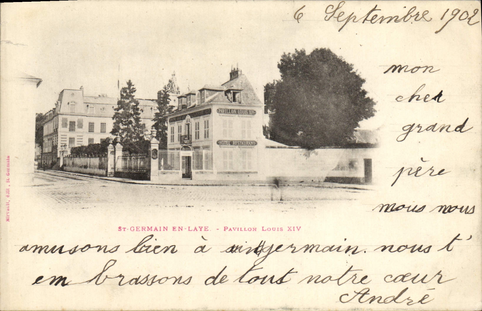 St alemán de la POSTAL de la VENDIMIA en la casa Louis XIV del martillo de Bush