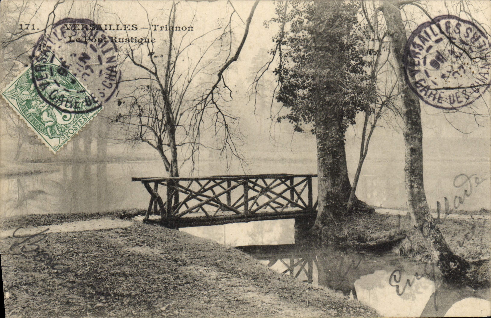 POSTAL Versalles Trianon de la VENDIMIA el puente rústico