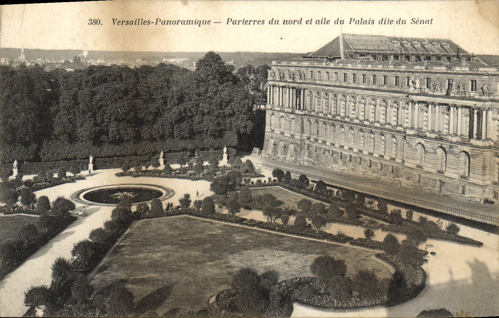 Pisos panorámicos de Versalles de la POSTAL de la VENDIMIA del norte y ala del paladar conocido en fecha el senado