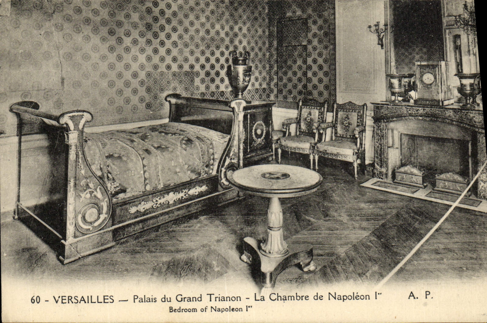 Paladar de Versalles de la POSTAL de la VENDIMIA de Tranon grande el cuarto de Napoleon 1r
