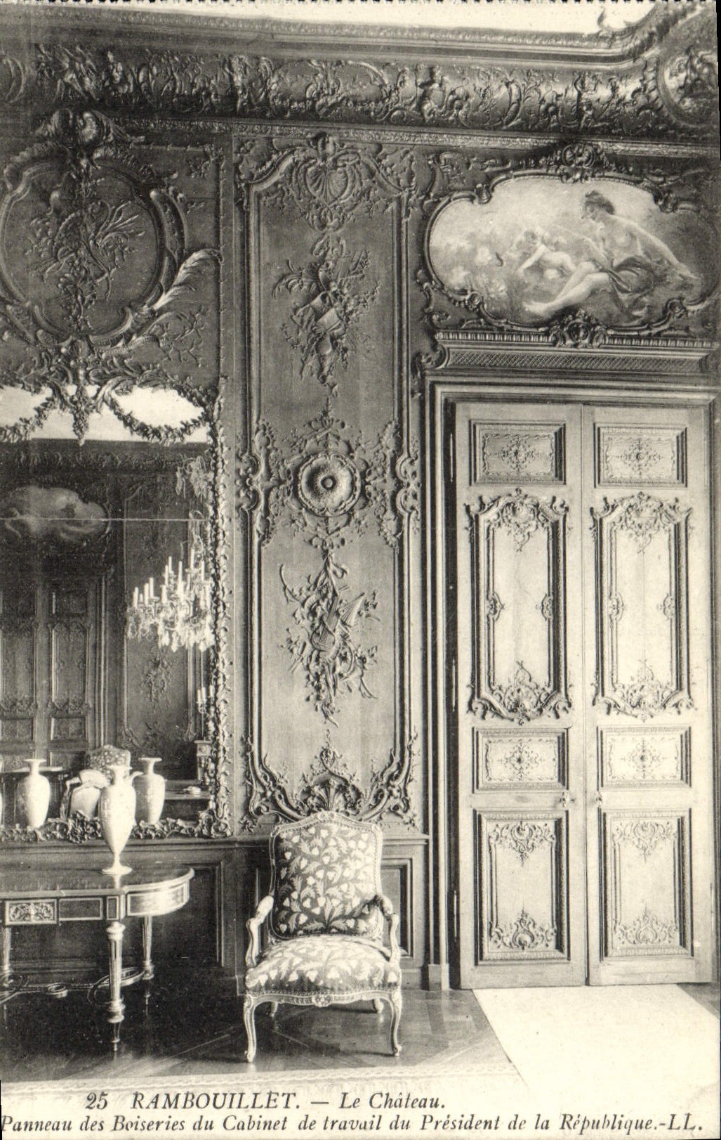 CPA Rambouillet Le Chatau Panneau des Boiseries du cabinet de travail du President de la Republique