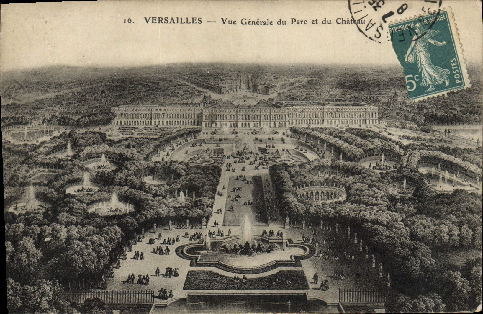 CPA Versailles Vue Generale Du Parc Et Du Chateau
