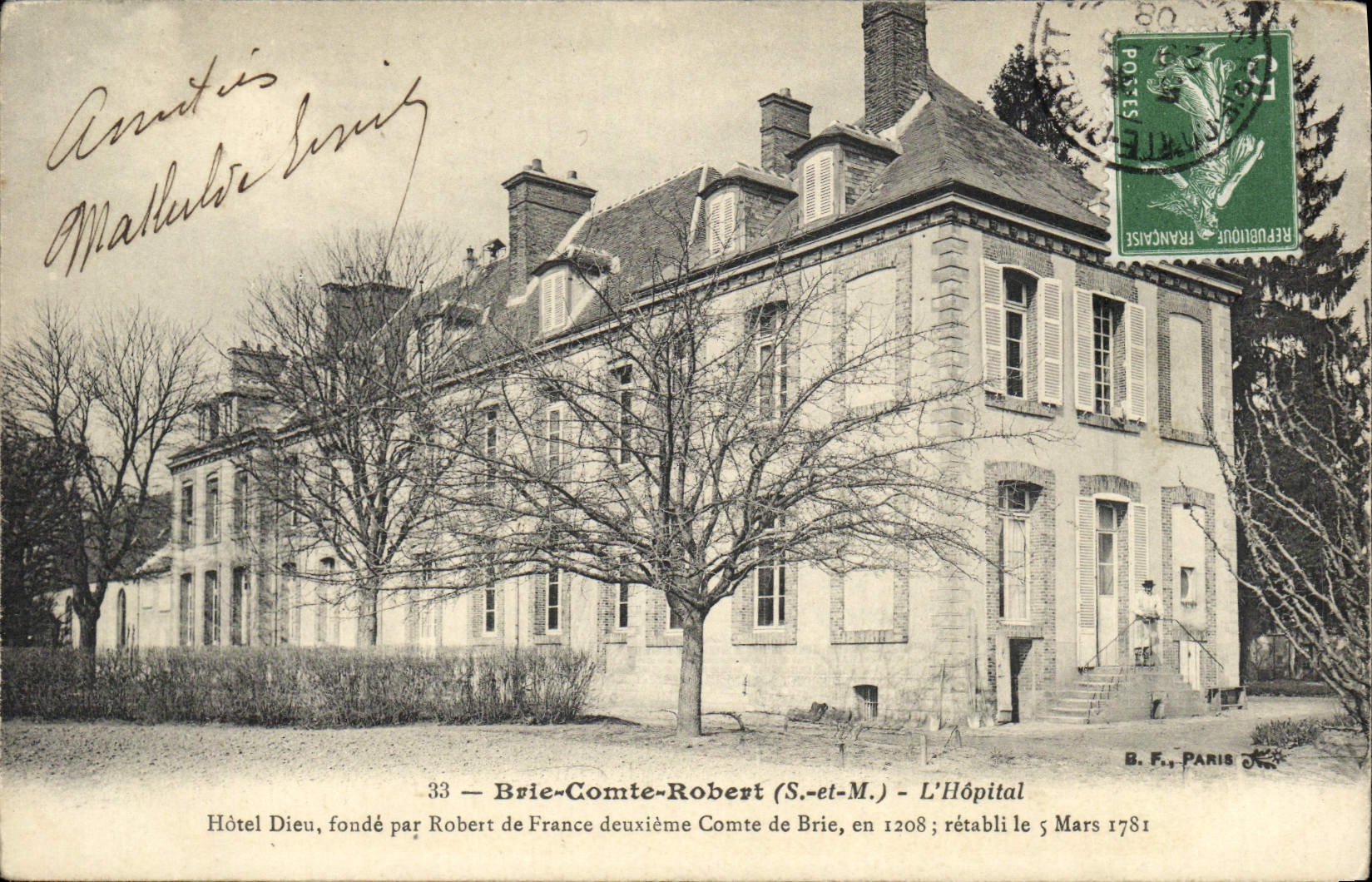 VINTAGE POSTCARD Brie Count Robert the Hospital Hotel God