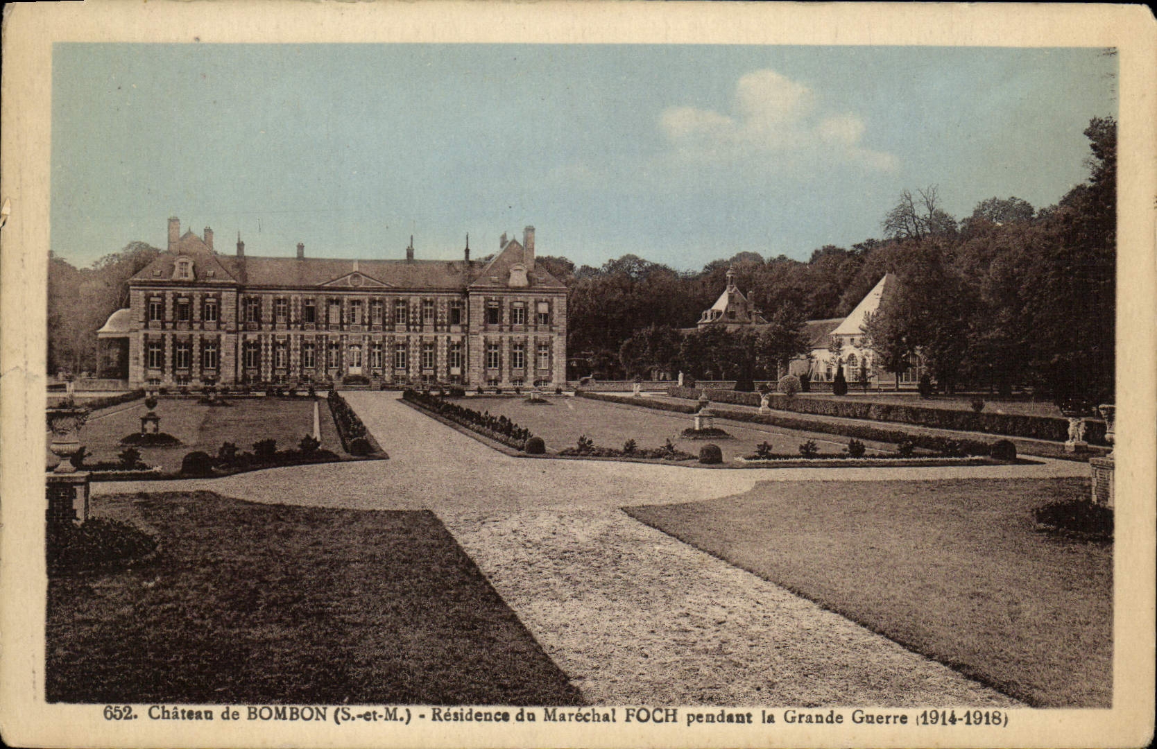 VINTAGE POSTCARD Castle De Bombon Residence Of Marshal Foch Peudant the Great War