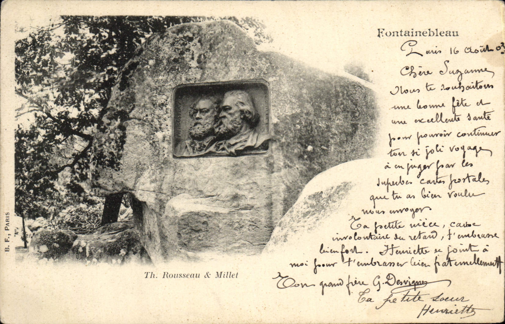 VINTAGE POSTCARD Fontainebleau Rousseau Millet