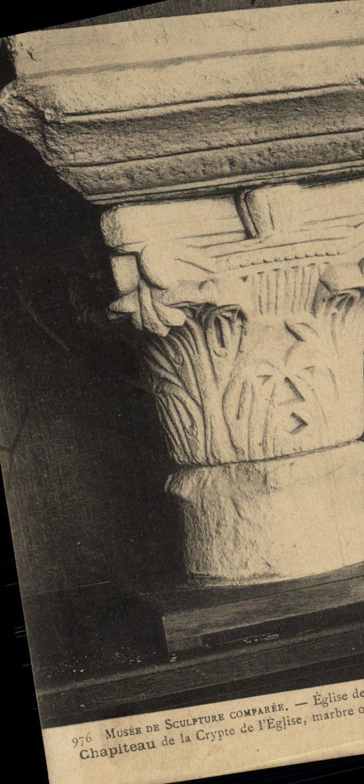 VINTAGE POSTCARD Museum Of Sculpture Comparee Church De Jouarre Capital Of the Crypt of the church