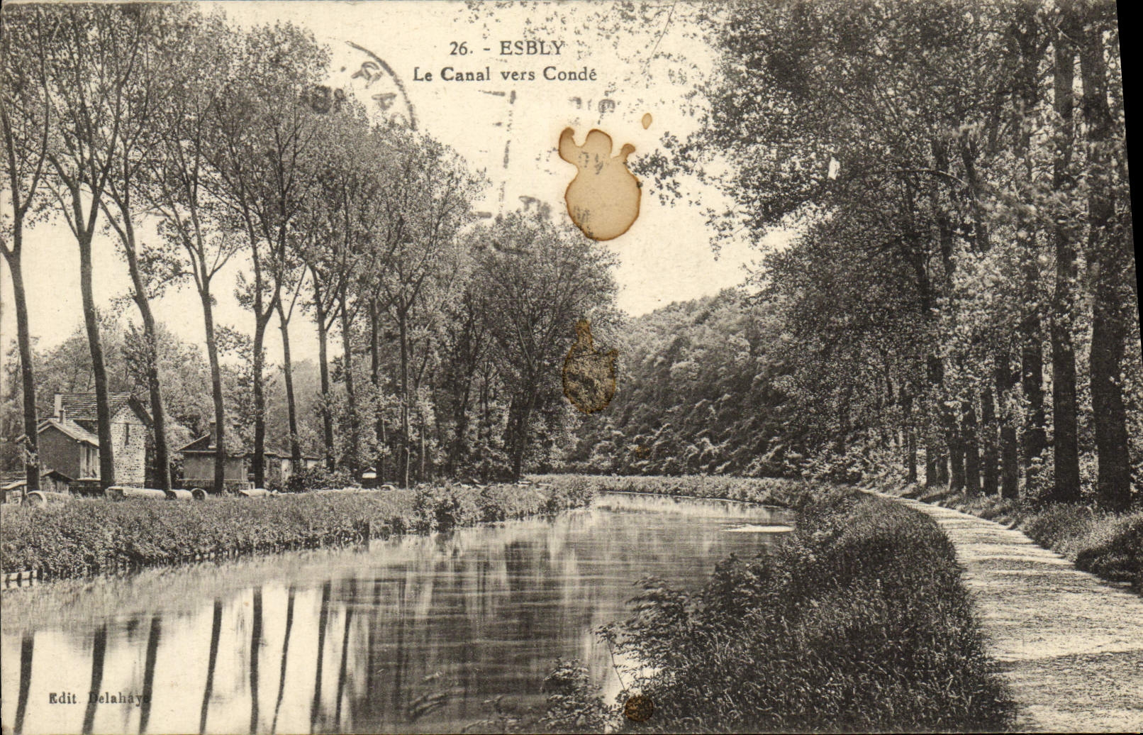 VINTAGE POSTCARD Esbly the canal towards cop