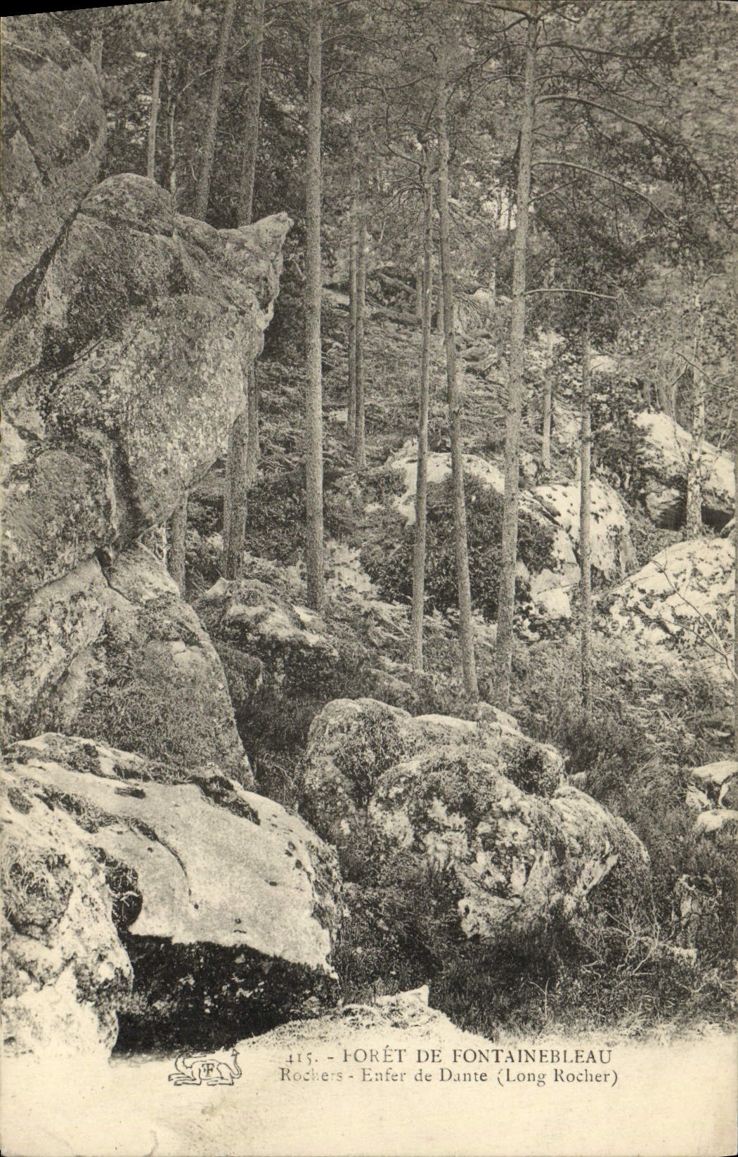 VINTAGE POSTCARD Drill De Fontainebleau Rocks Hell of Dante