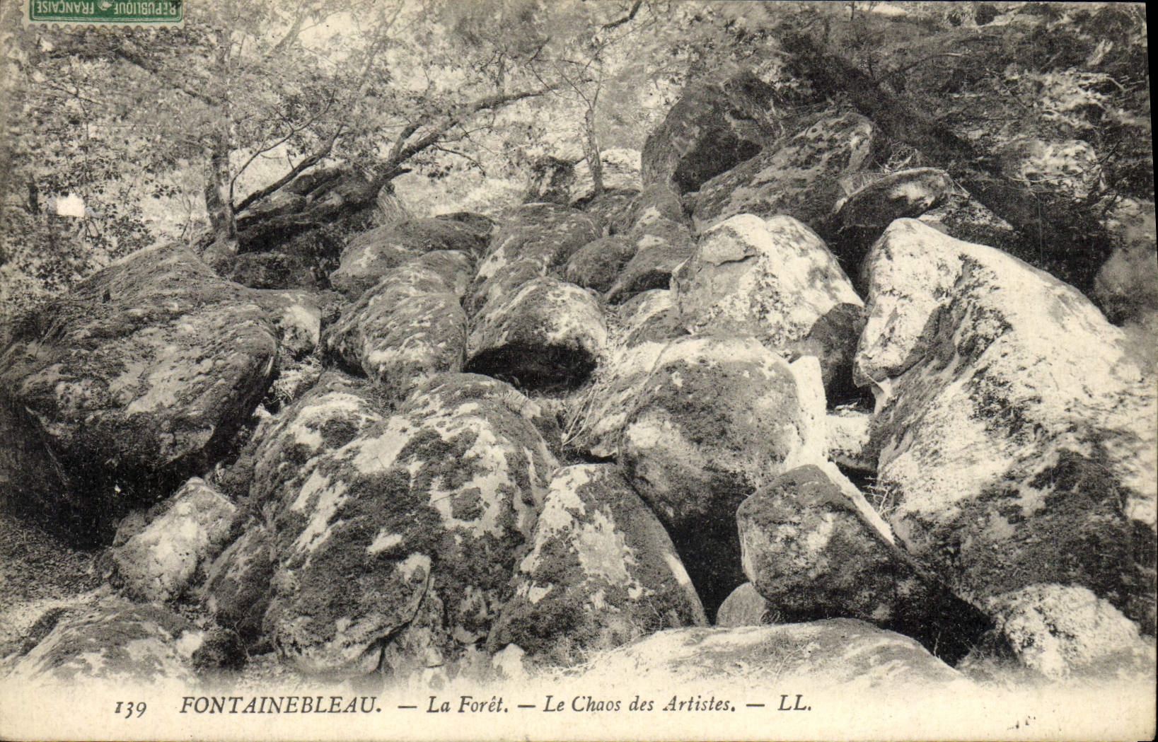 VINTAGE POSTCARD Fontainbleau the Drill the Chaos Of the Artists