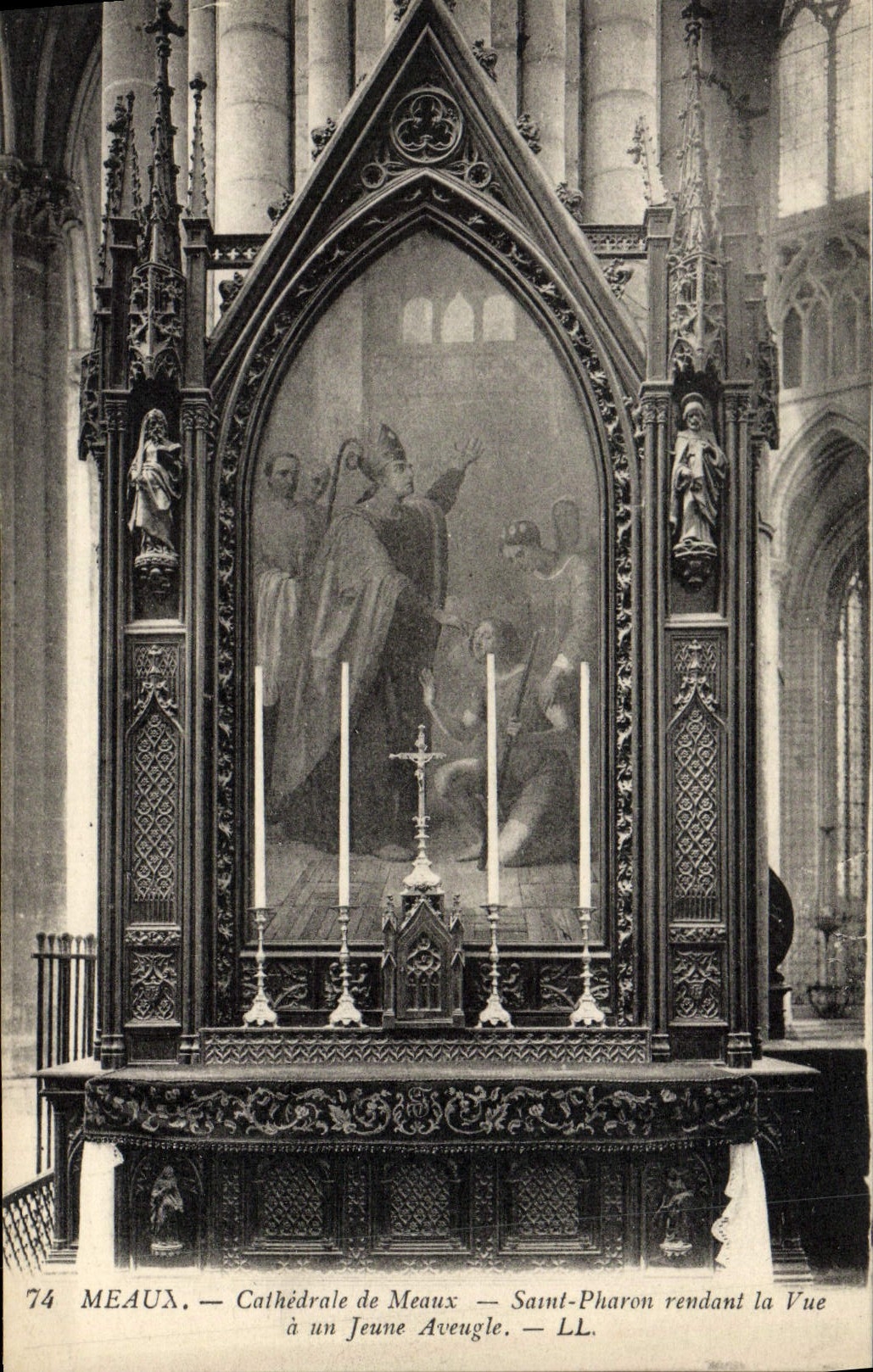 La POSTAL Meaux Cathedrale de la VENDIMIA de Meaux Saint Pharon que vuelve la vista tiene un hombre oculto joven