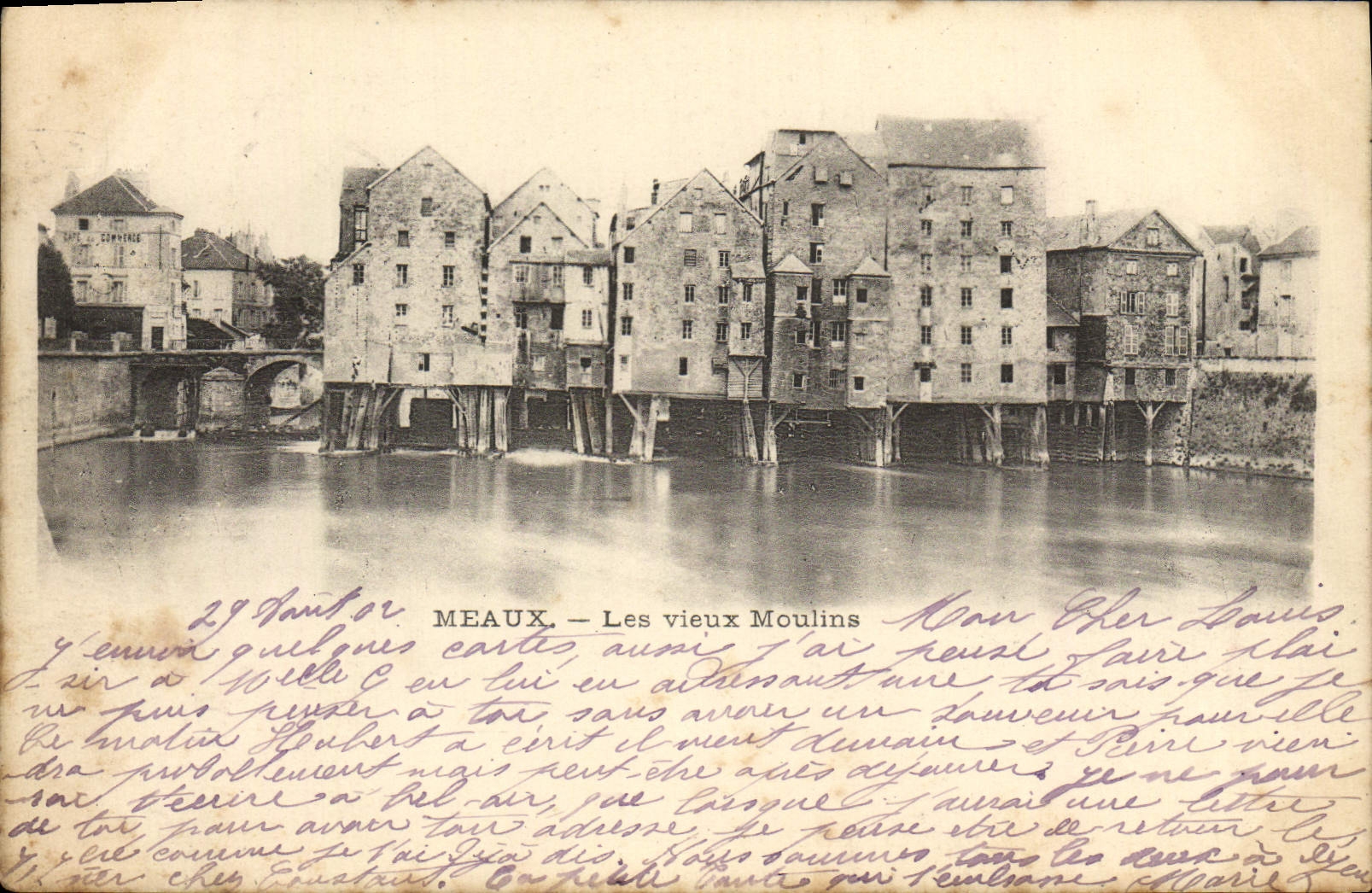 VINTAGE POSTCARD Meaux Old men Moulins