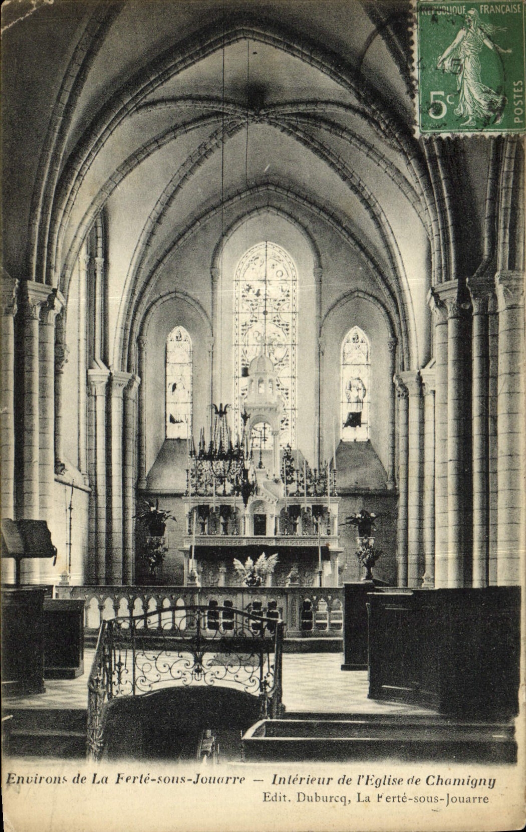 VINTAGE POSTCARD Surroundings Of Ferte Soux Jouarre Interior of the Church of Chamigny